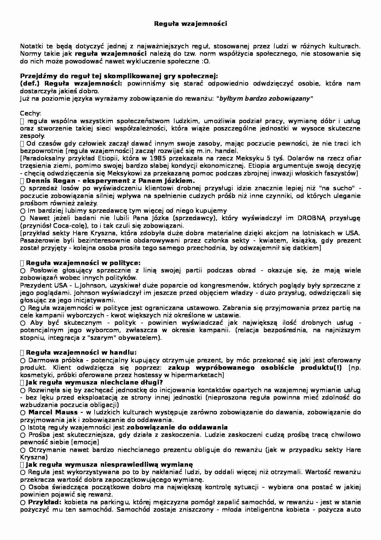 Cialdini (Reguła wzajemności) - strona 1