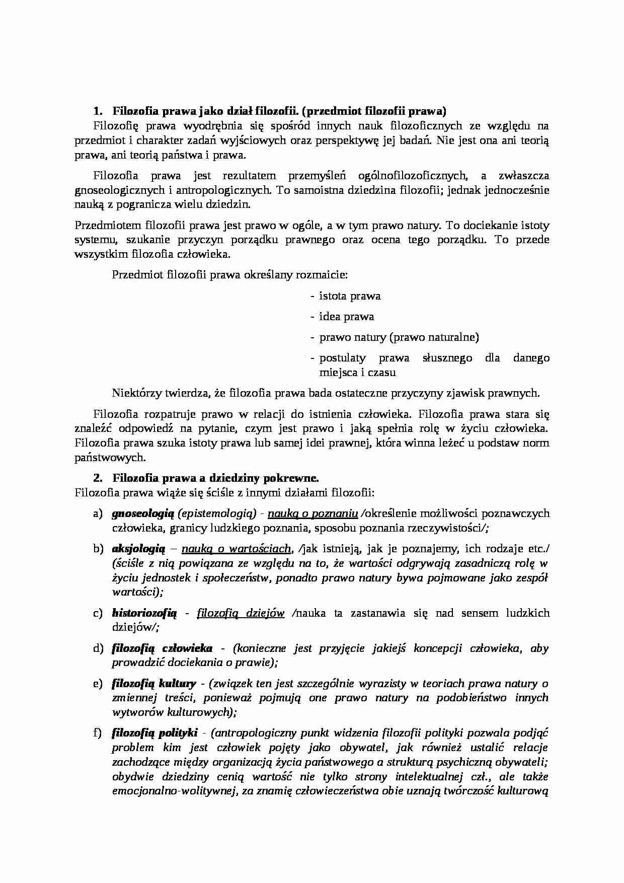 Filozofia prawa - zagadnienia - strona 1