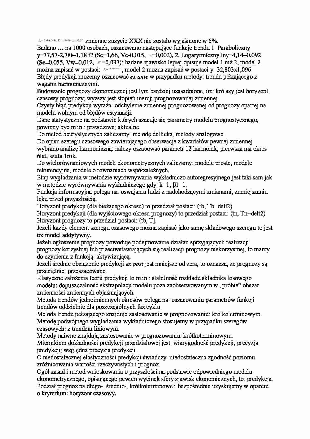 opracowanie - prognoza ekonomiczna - strona 1