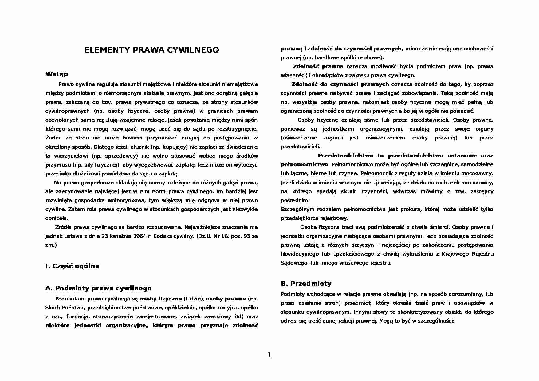 Wstęp do prawa cywilnego - strona 1
