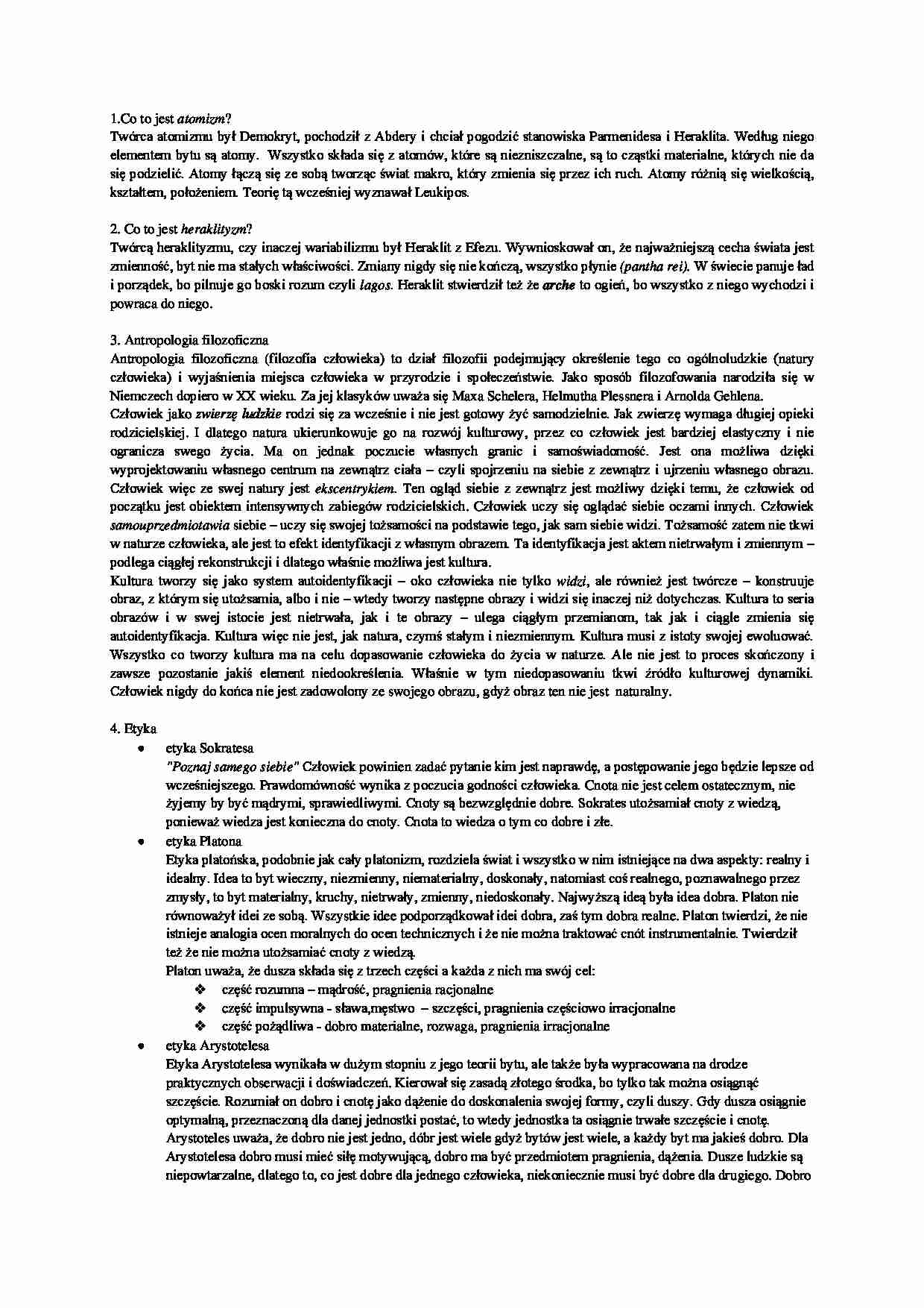 Etyka - Antropologia filozoficzna  - strona 1