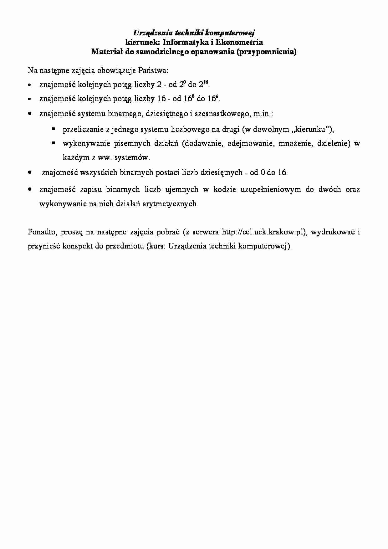 Urządzenia techniki komputerowej- zagadnienia - strona 1