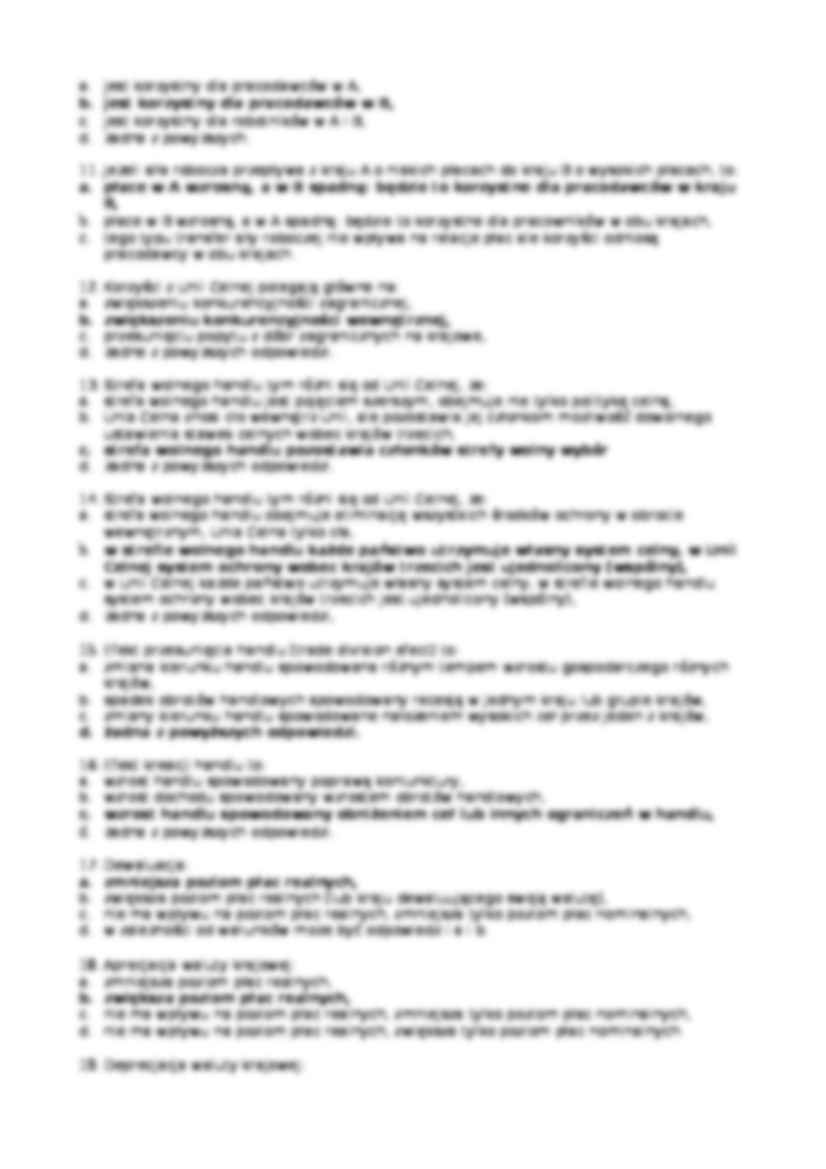 Międzynarodowe stosunki gospodarcze - test - strona 2