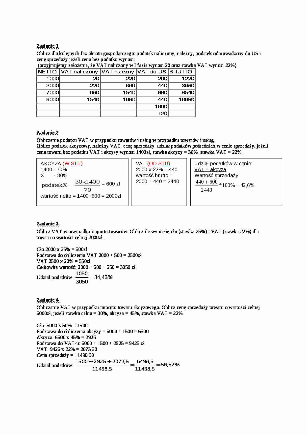 Podatek Vat - zadania - Podatek naliczony - strona 1