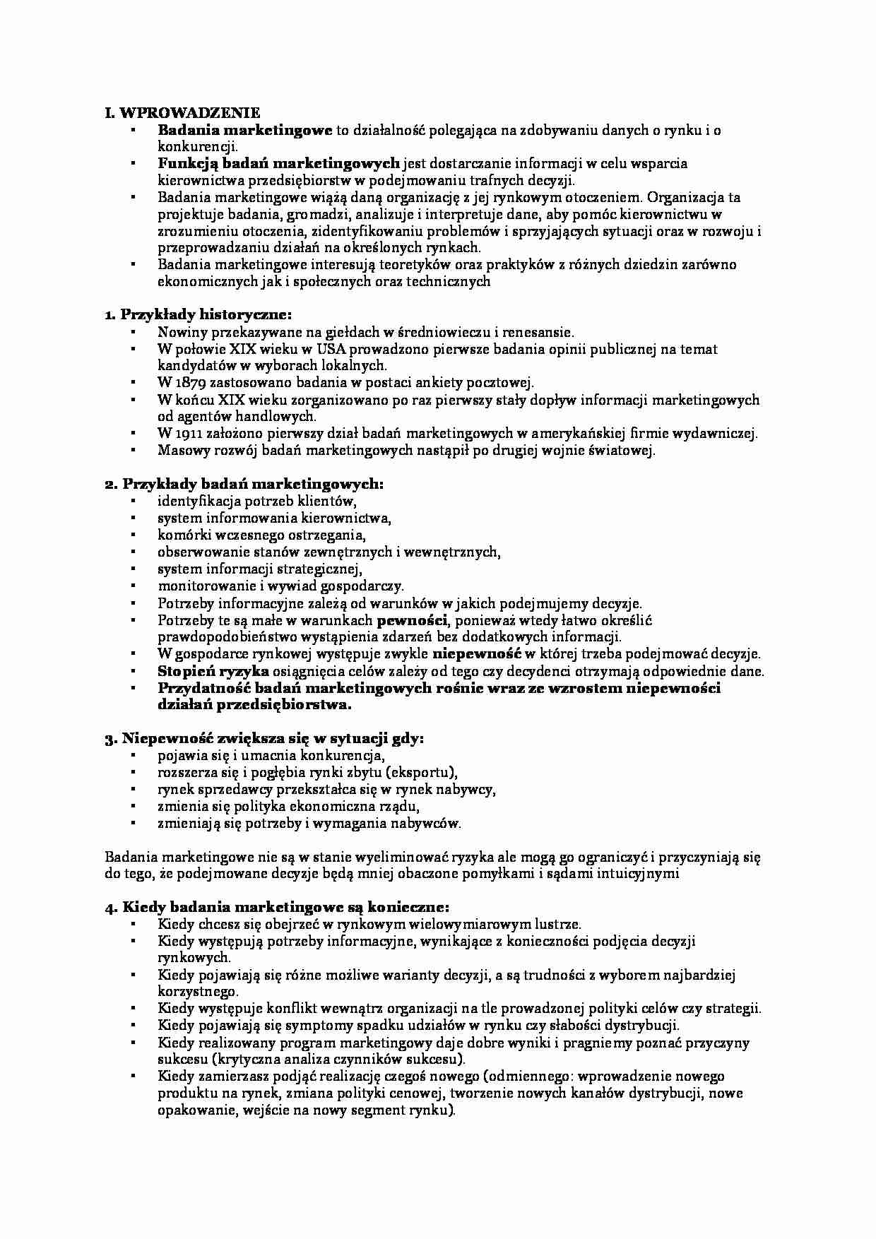 Badania marketingowe wykład- wprowadzenie - strona 1