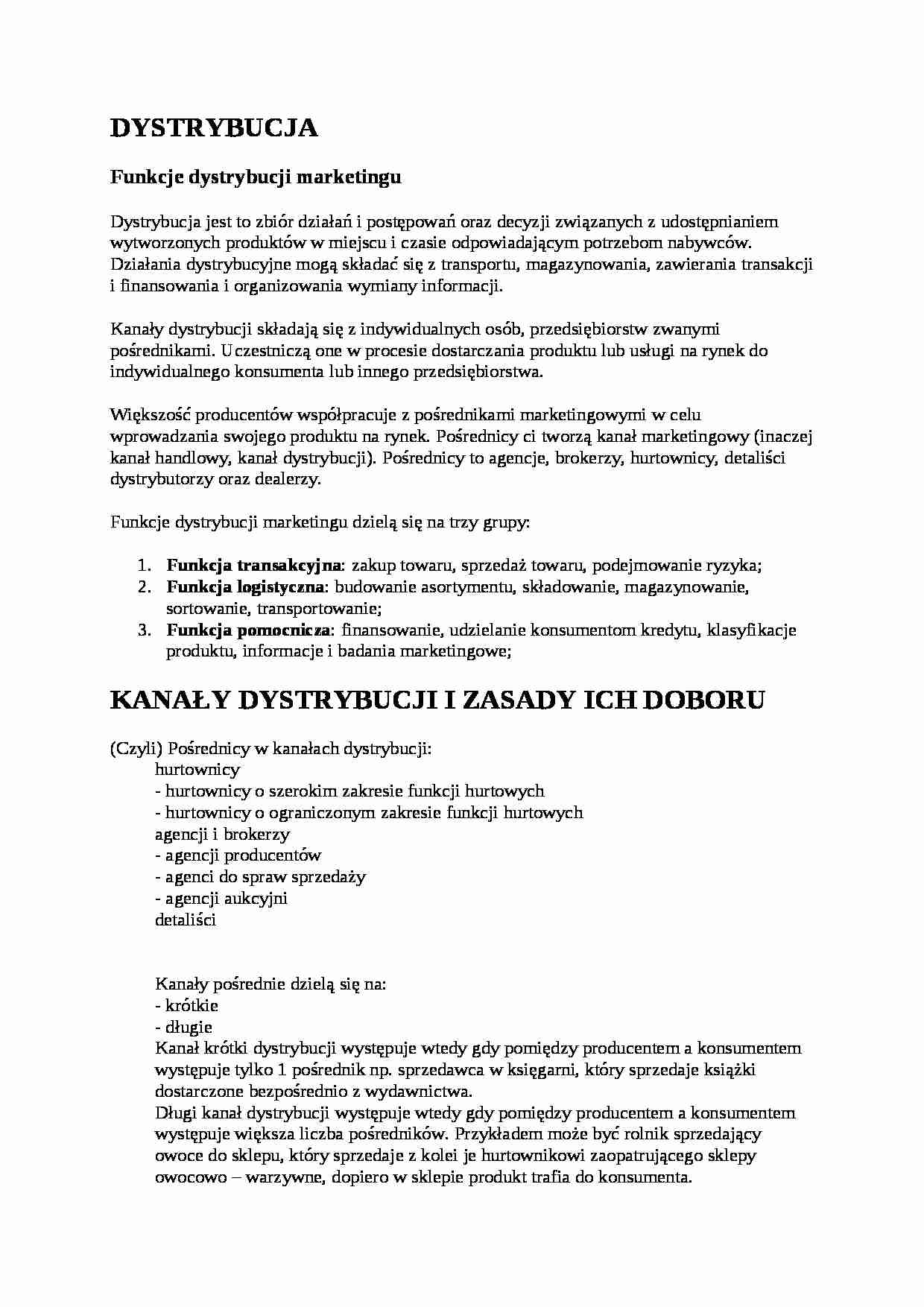 marketing- dystrybucja - strona 1