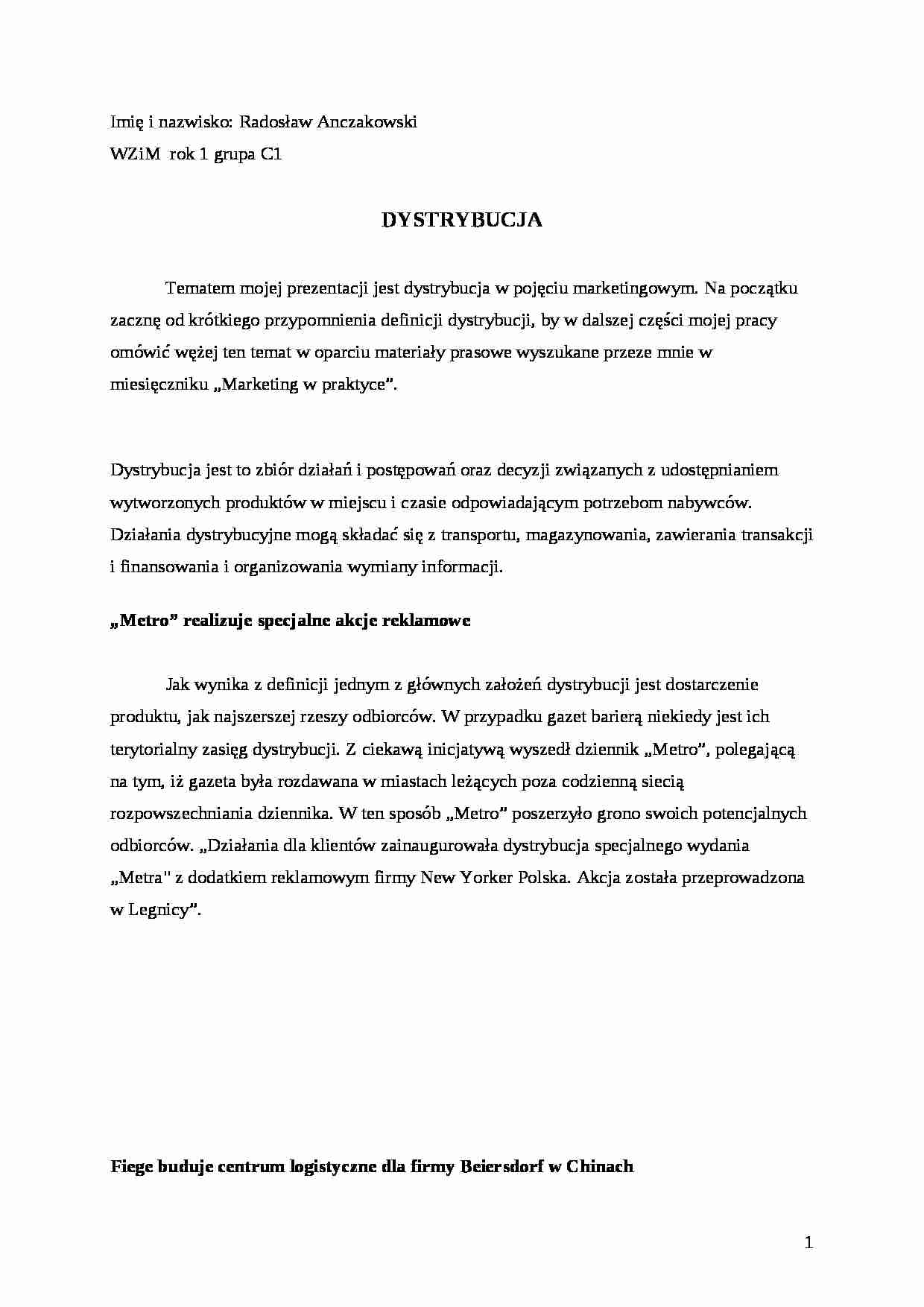marketing i dystrybucja - strona 1