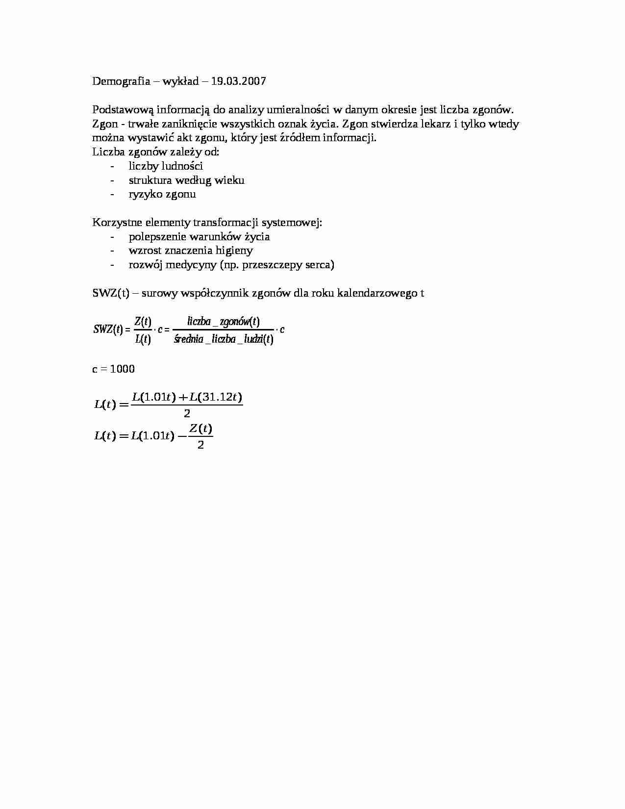 demografia - wykłady - Współczynnik zgonów - strona 1