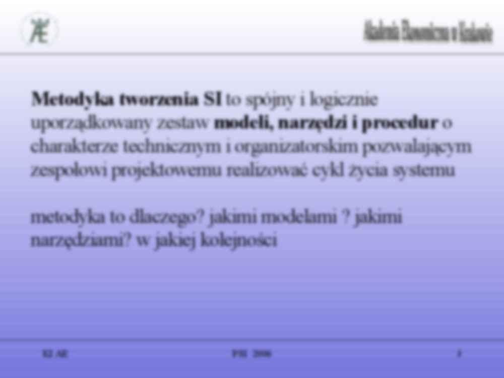 Diagram przepływu danych - Metodyka tworzenia SI  - strona 3