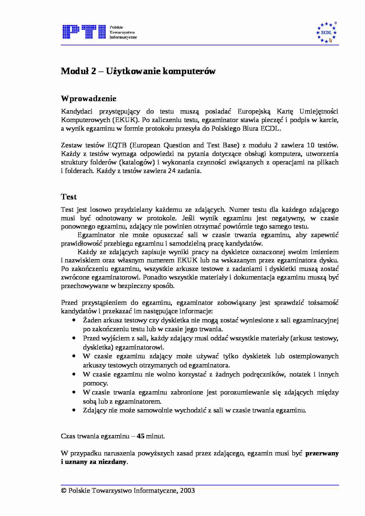 ECDL moduł 2 - strona 1