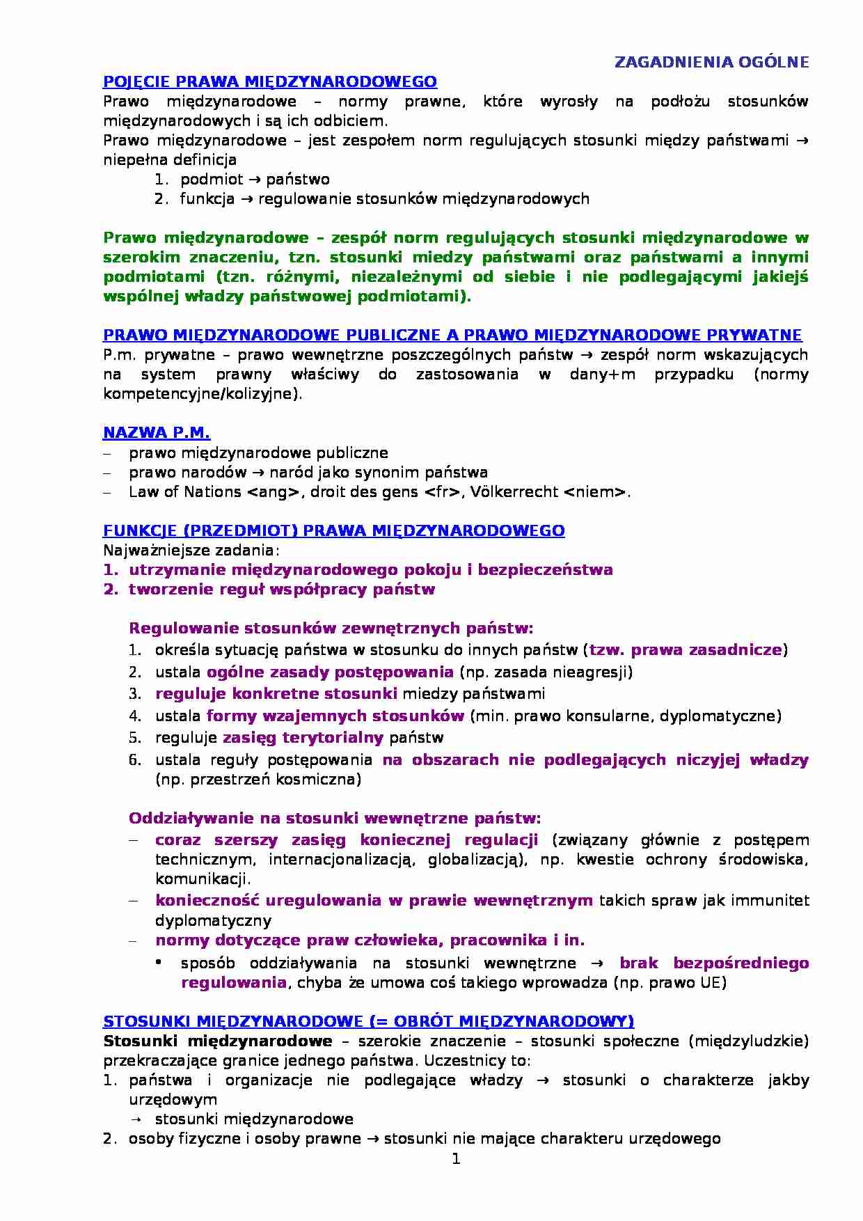 Prawo międzynarodowe - wykłady - strona 1