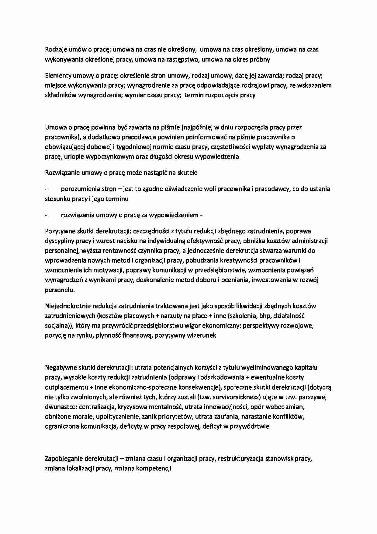 Zarządzanie zasobami ludzkimi- rodzaje umów o pracę - strona 1