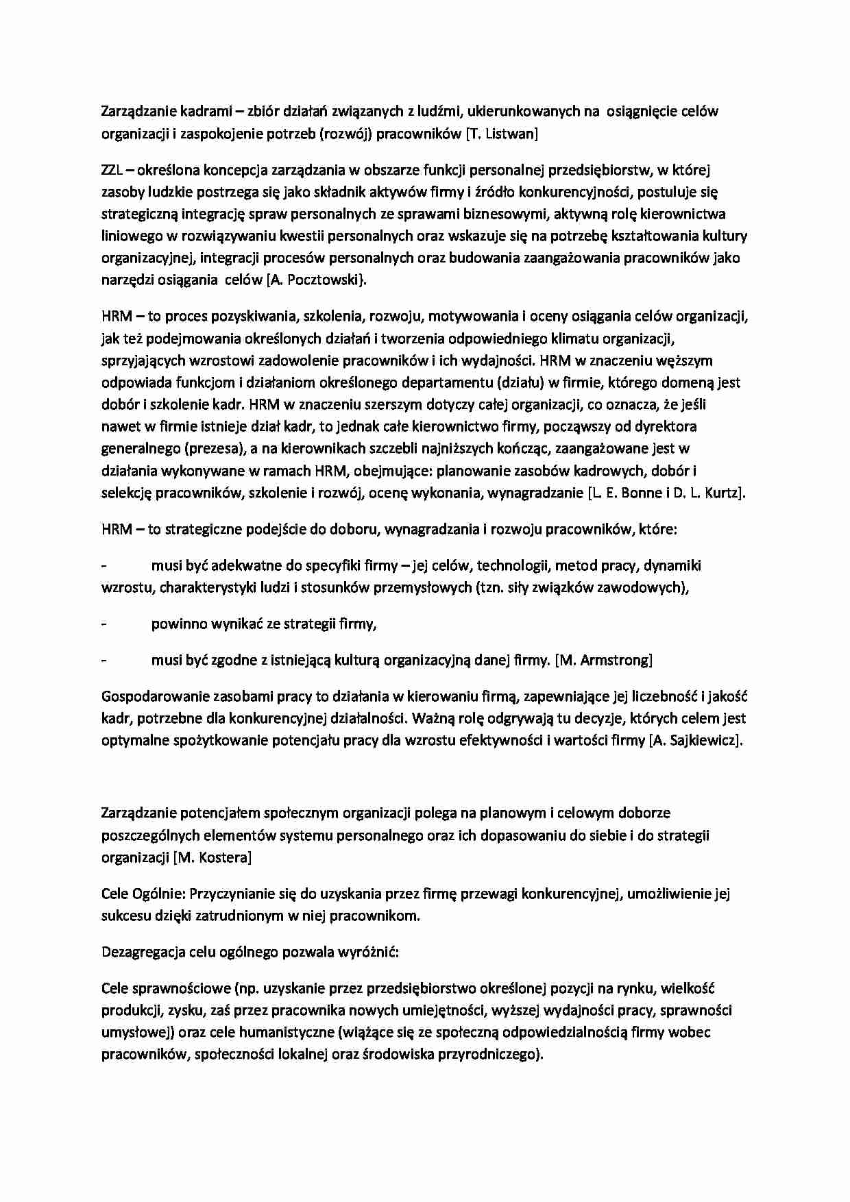 Zarządzanie zasobami ludzkimi zagadnienia - strona 1