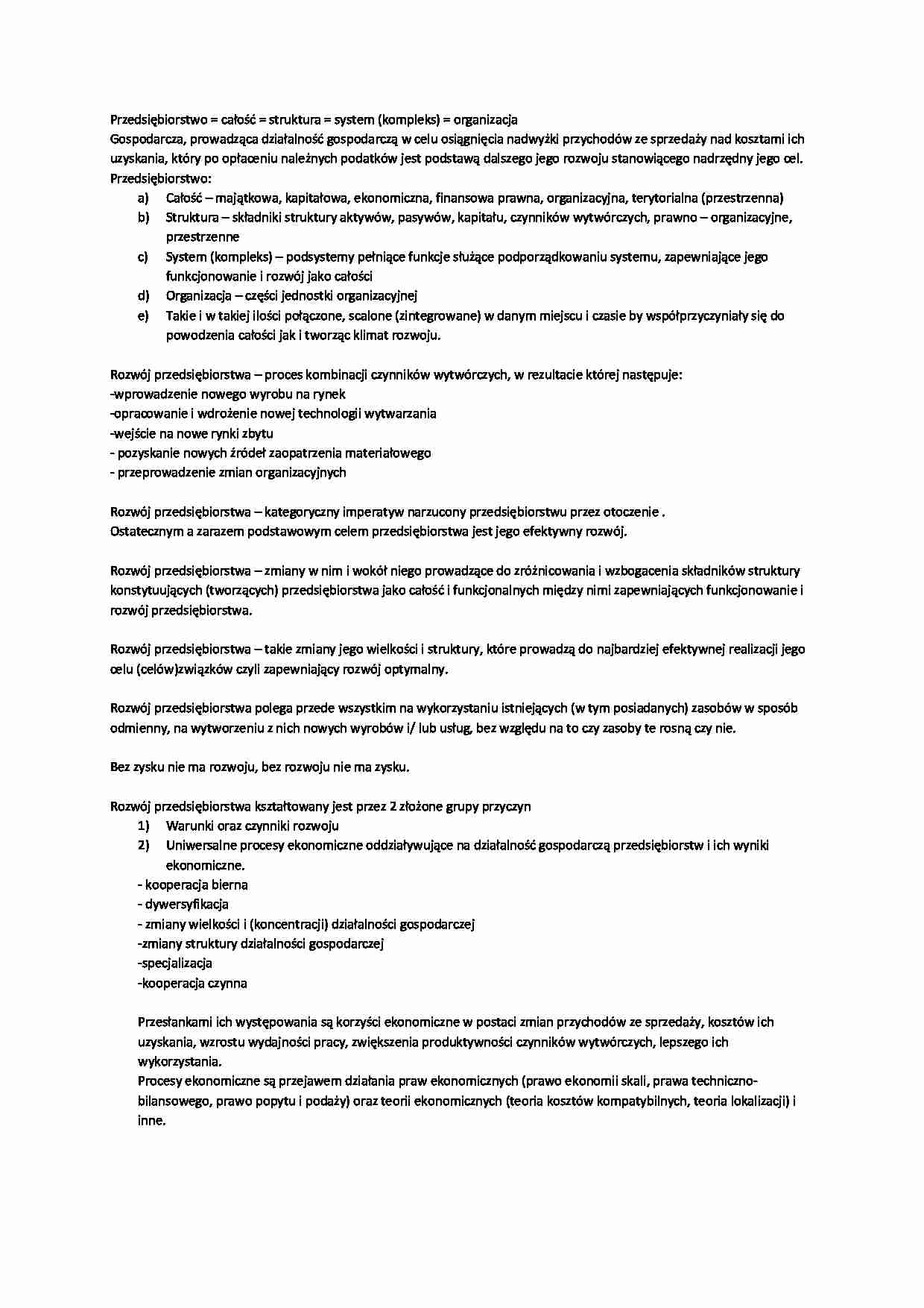 Rozwój przedsiębiorstw - wykład - strona 1