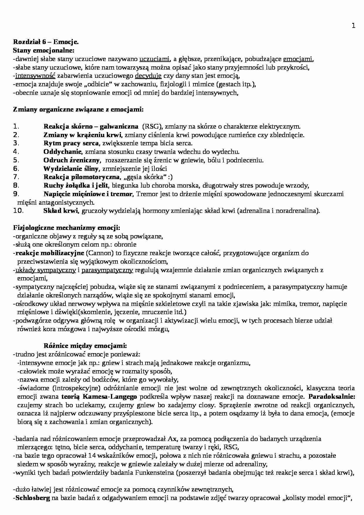 skrypt z ćwiczeń o emocjach - strona 1