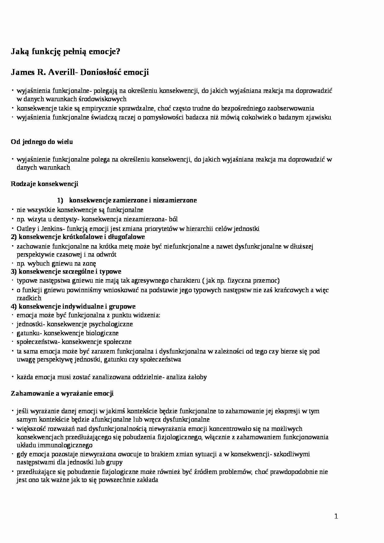 Funkcje emocji - strona 1