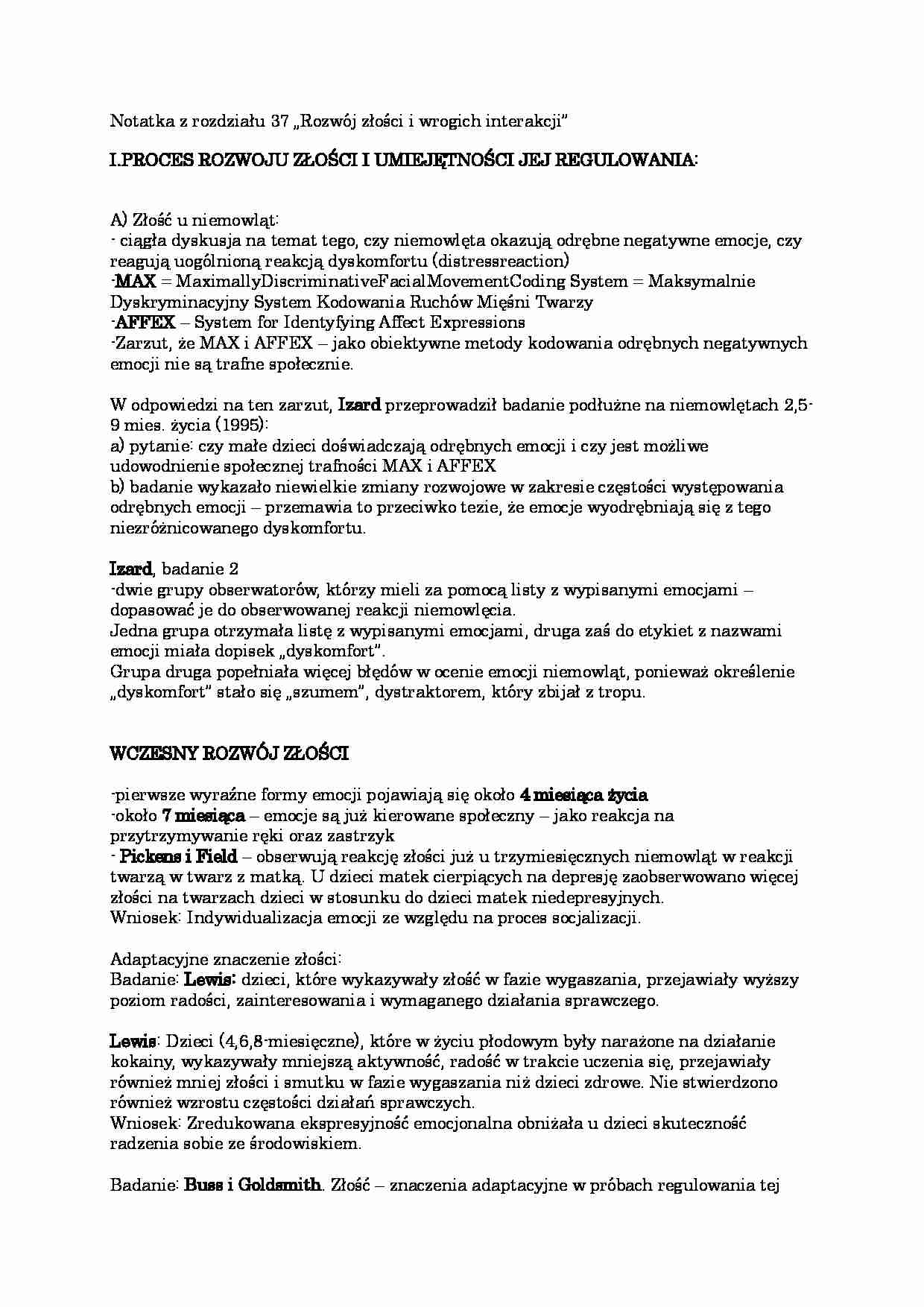 Rozwój złości i wrogich interakcji - strona 1