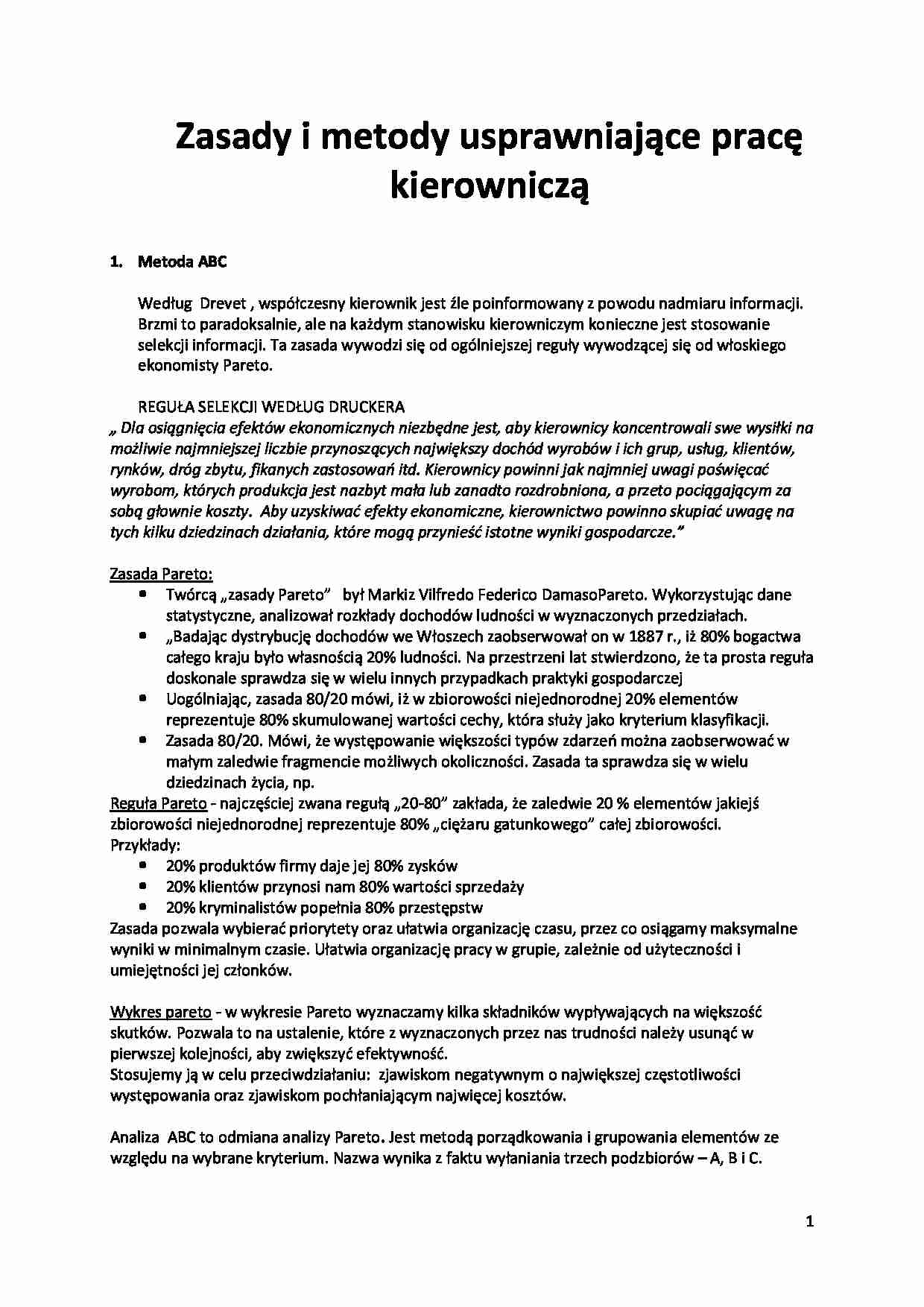 Zasady i metody usprawniające pracę kierowniczą - strona 1