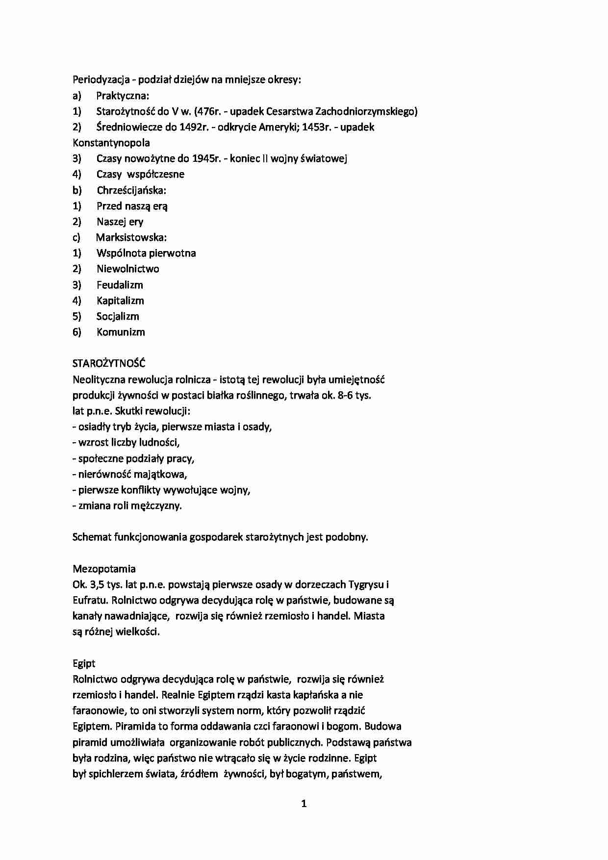 Historia gospodarcza - STAROŻYTNOŚĆ - strona 1