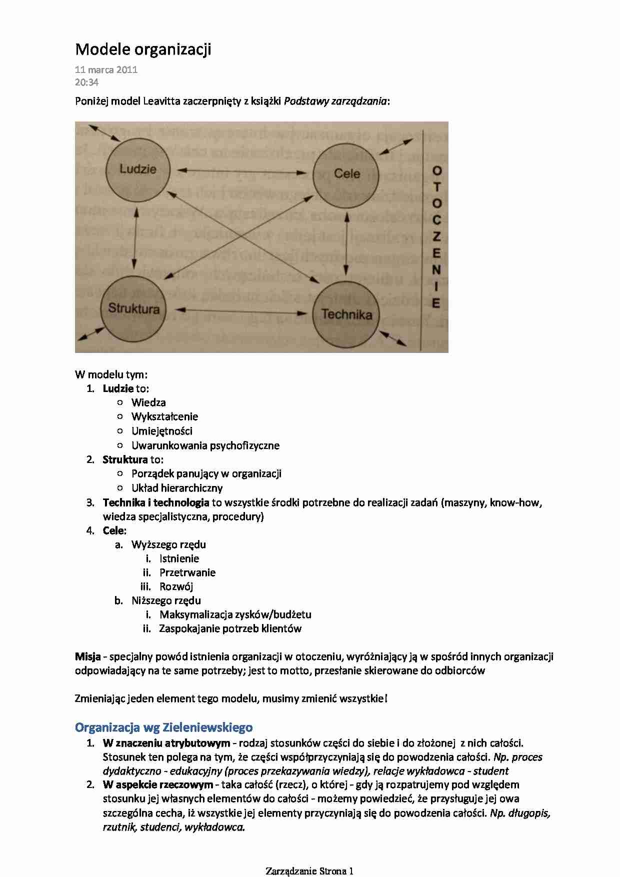 Podstawy organizacji i zarządzania zagadnienia - strona 1