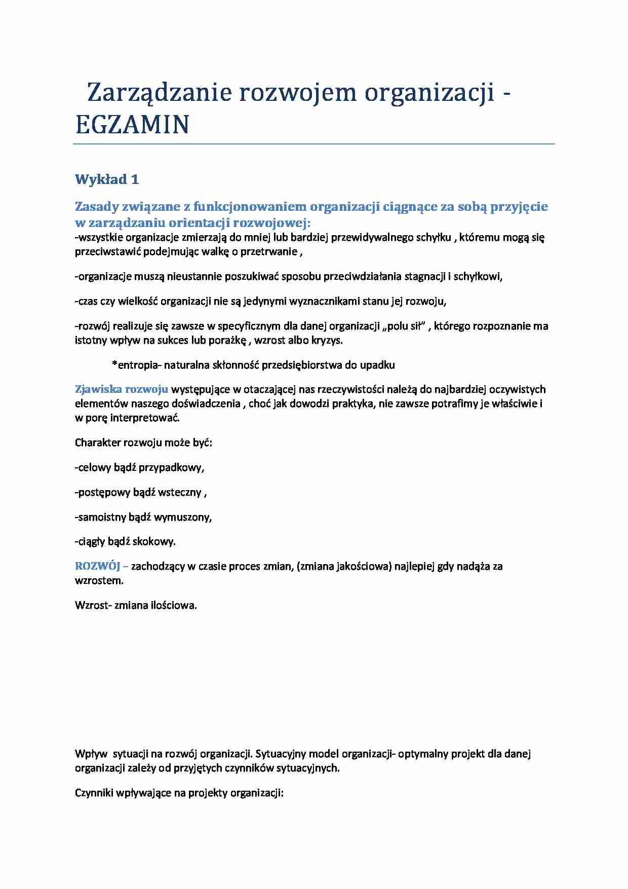 Zasady związane z funkcjonowaniem organizacji - strona 1