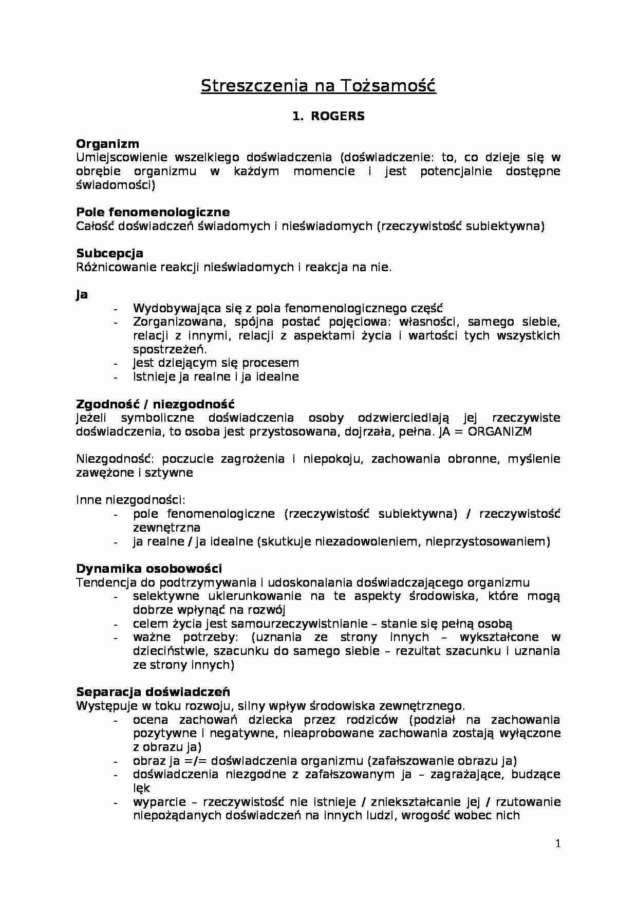 Tożsamość- Rogers Trzebińska Wojciszke - strona 1