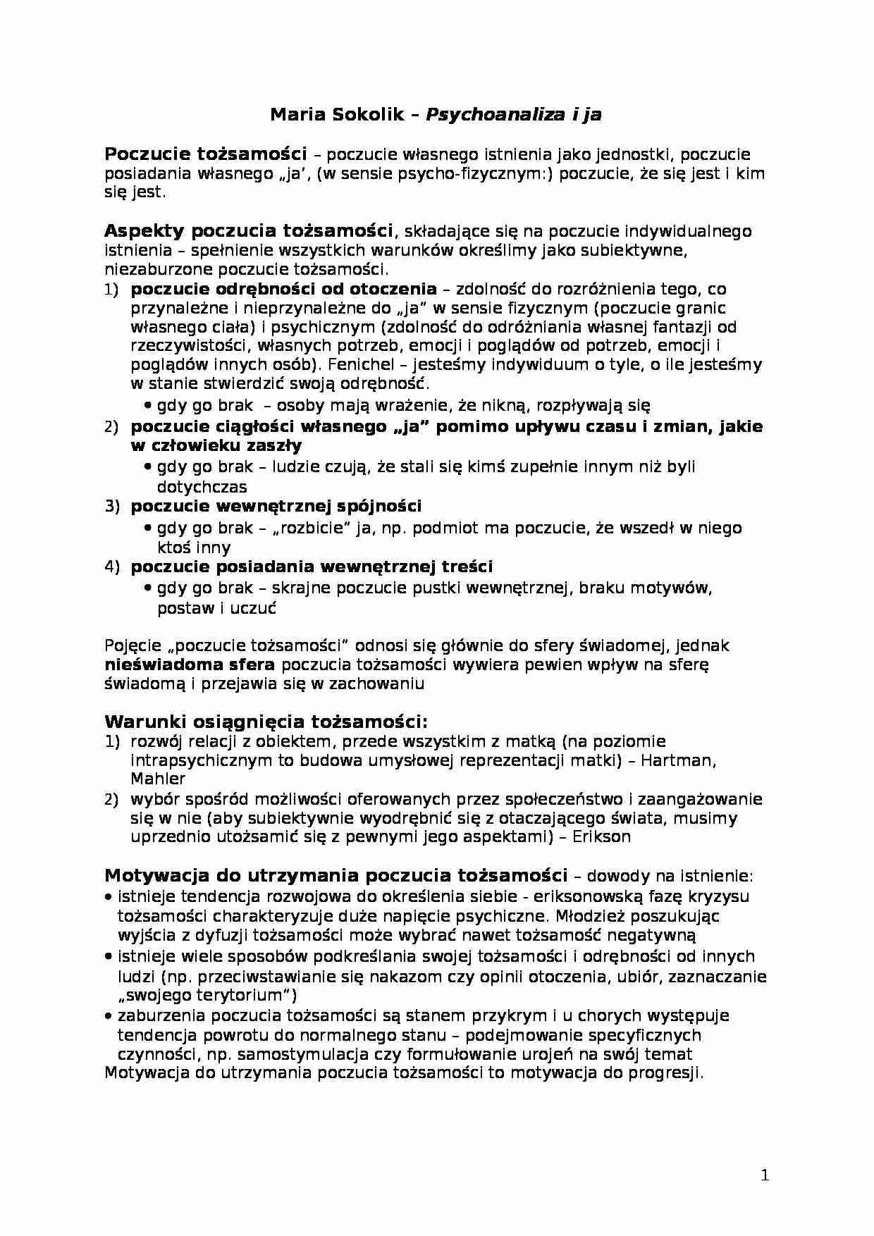 Sokolik- Psychoanaliza i Ja - strona 1