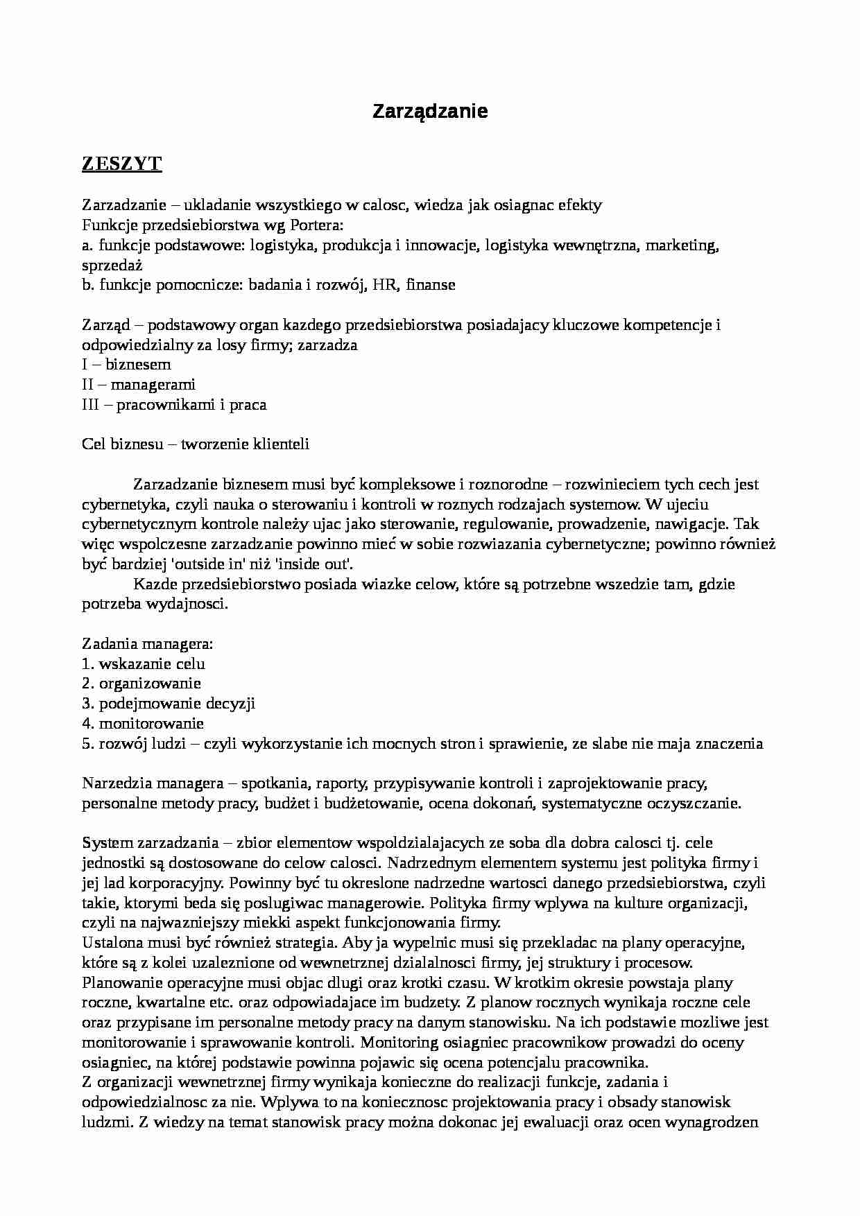 Zarządzanie- międzynarodowe stosunki gospodarcze - strona 1