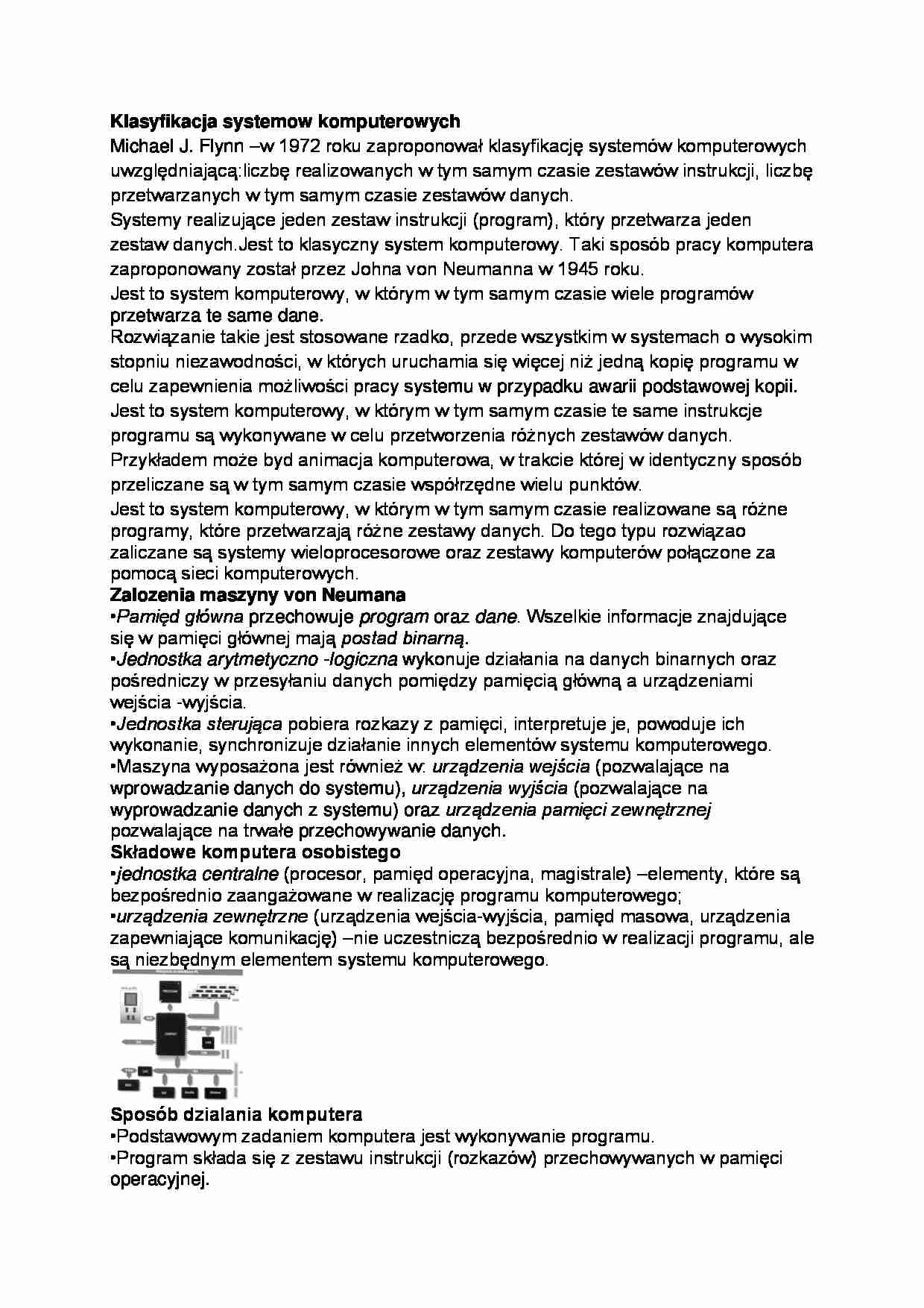 klasyfikacja systemów komputerowych egzamin  - strona 1