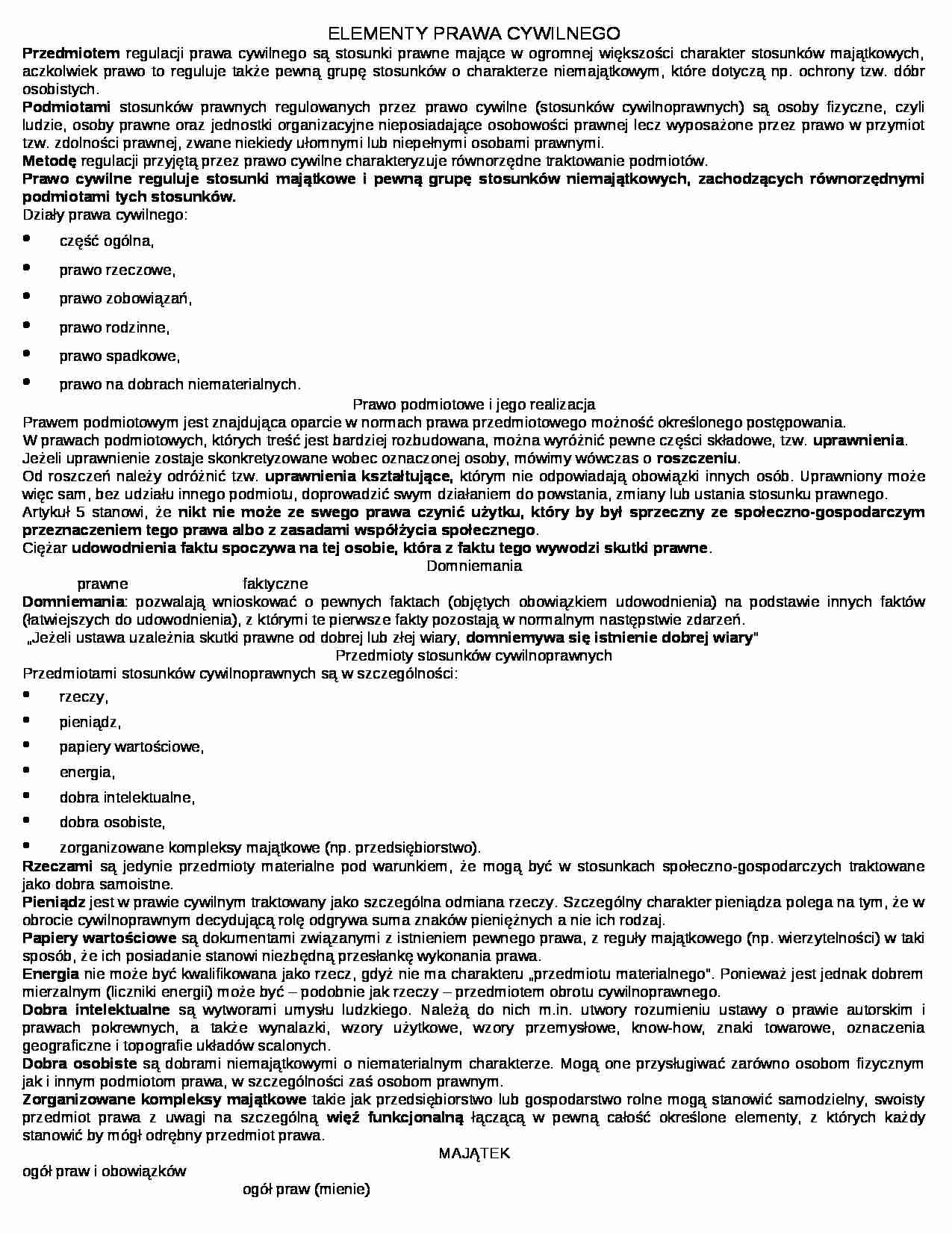 elementy prawa cywilnego  - strona 1