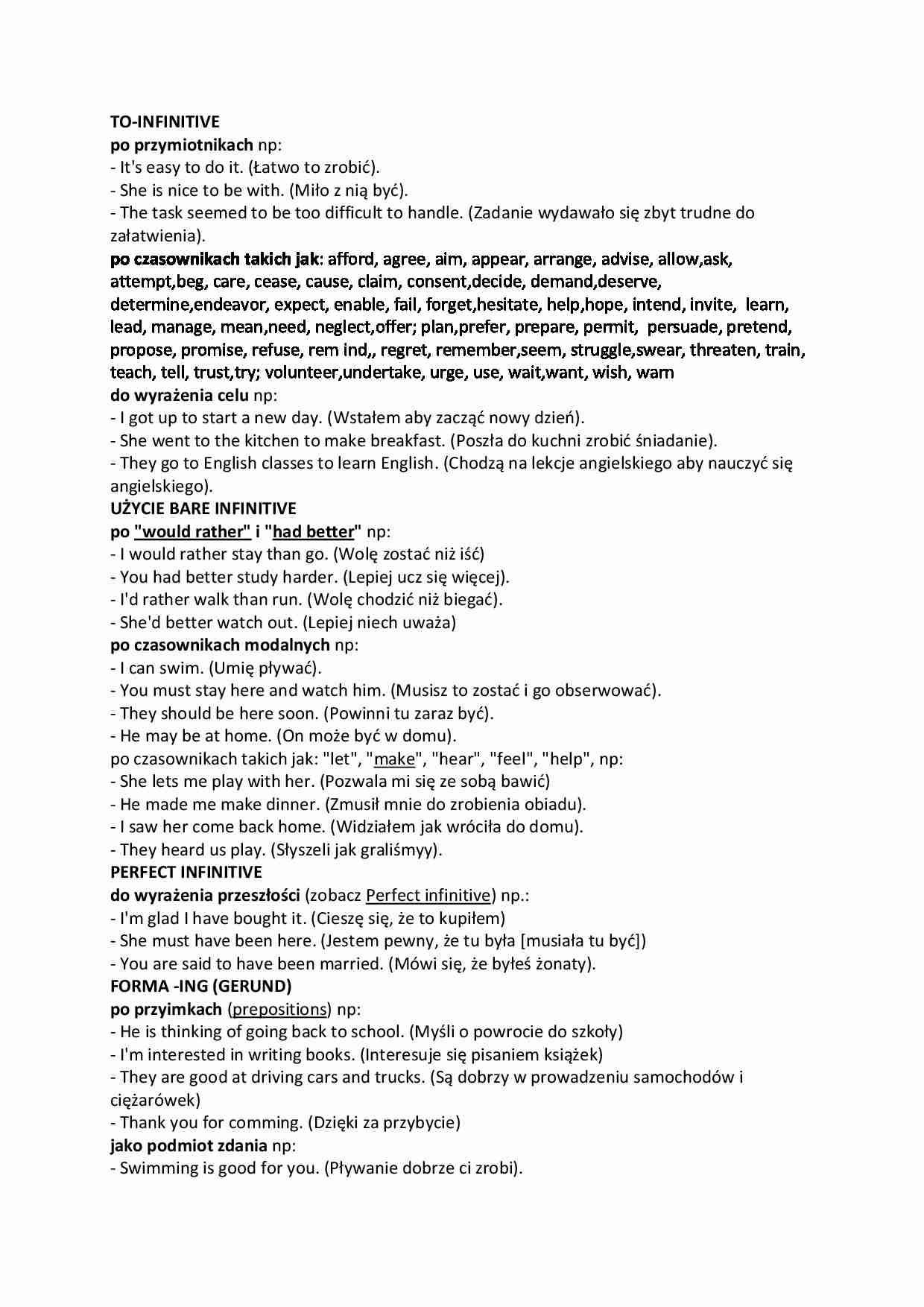 angielski infinitive to zasady gramatyczne - strona 1