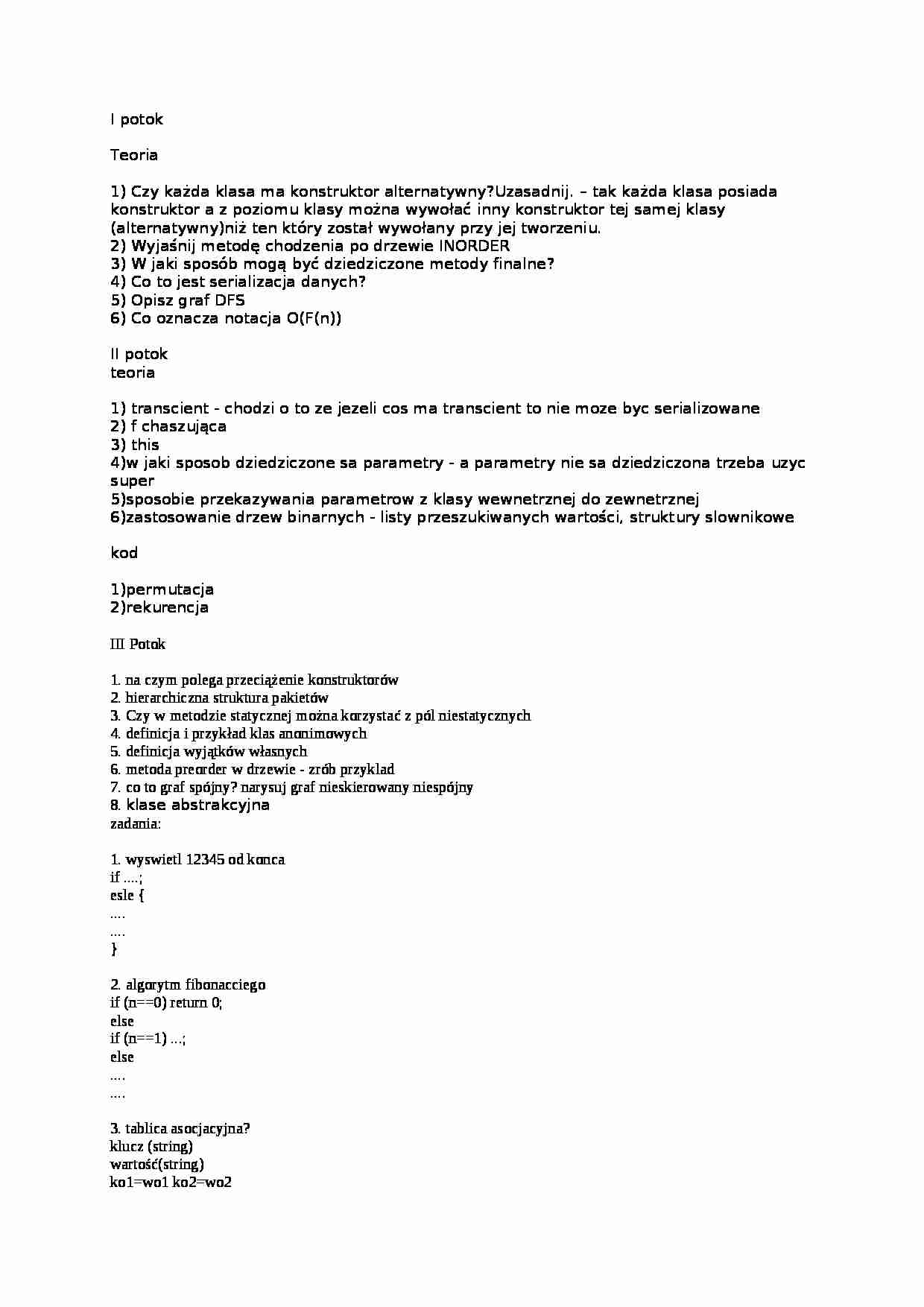 java egzamin pytania - strona 1