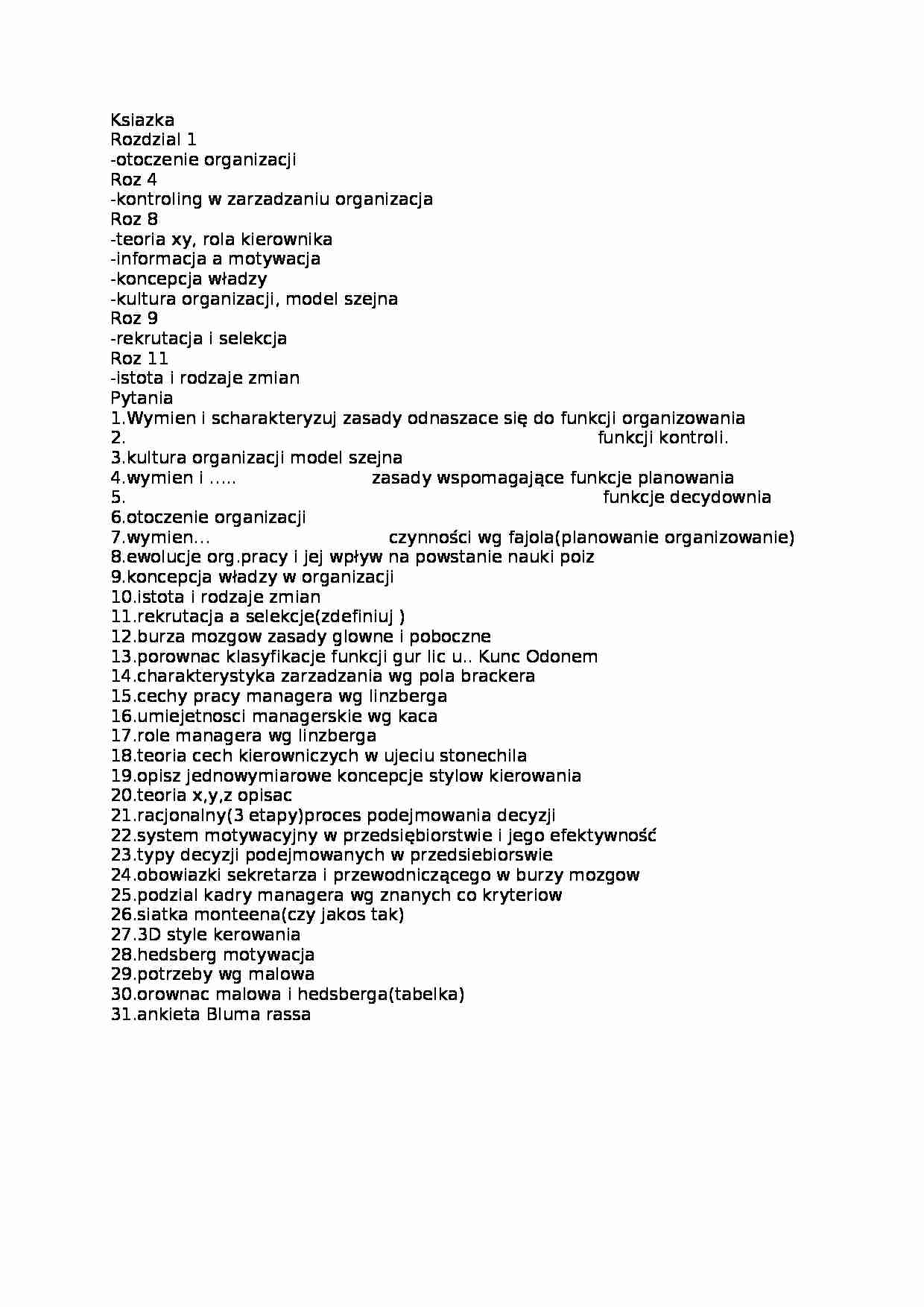 zagadnienia z książki zachowania organizacyjne - strona 1