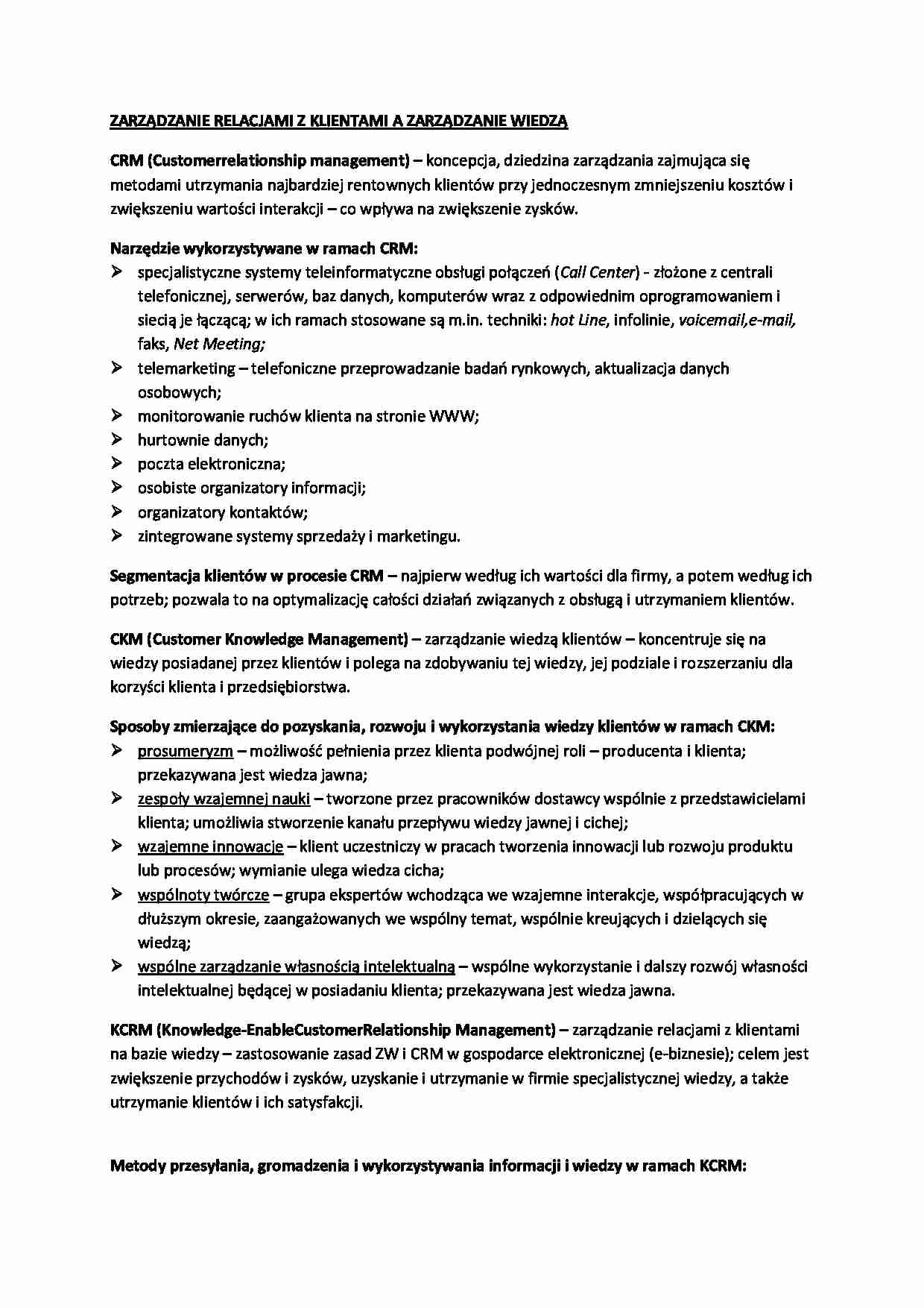 CRM a zarządzanie wiedzą - strona 1
