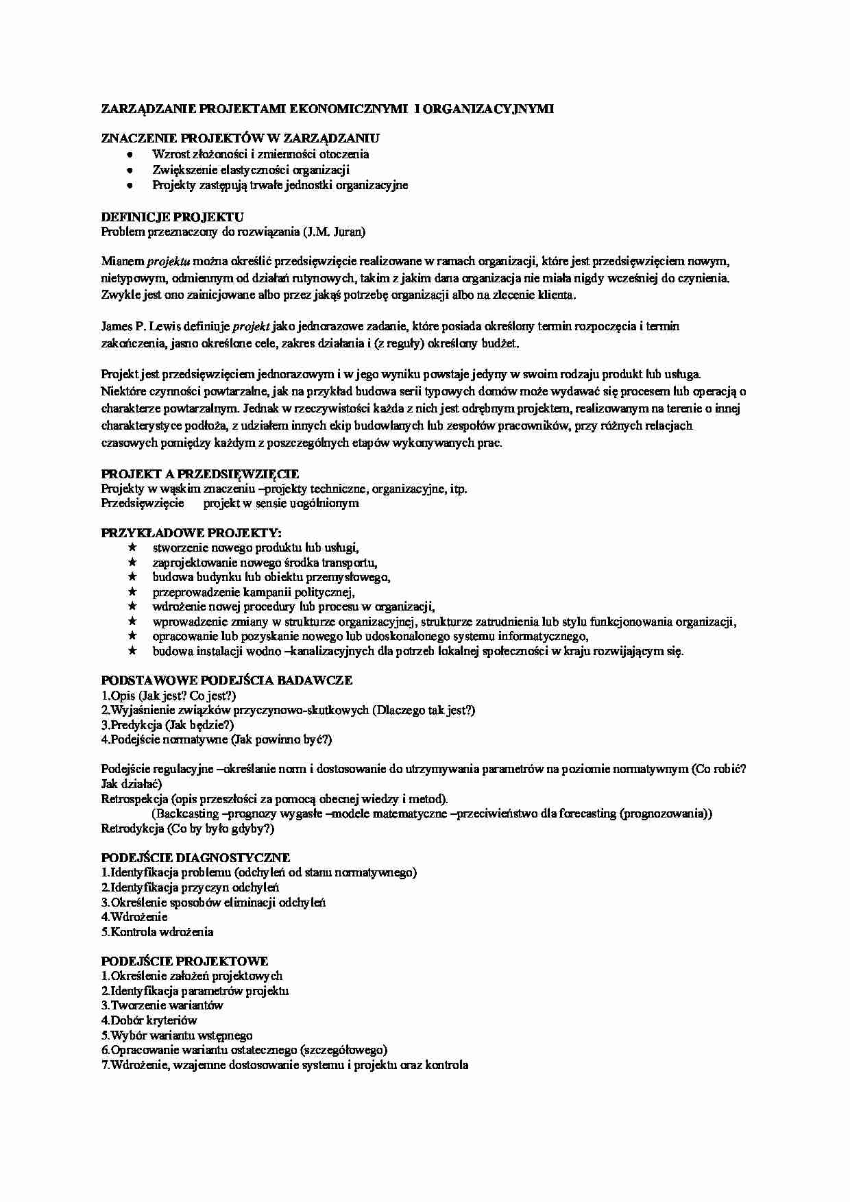 Zarządzanie projektami ekonomicznymi i organizacyjnymi - strona 1