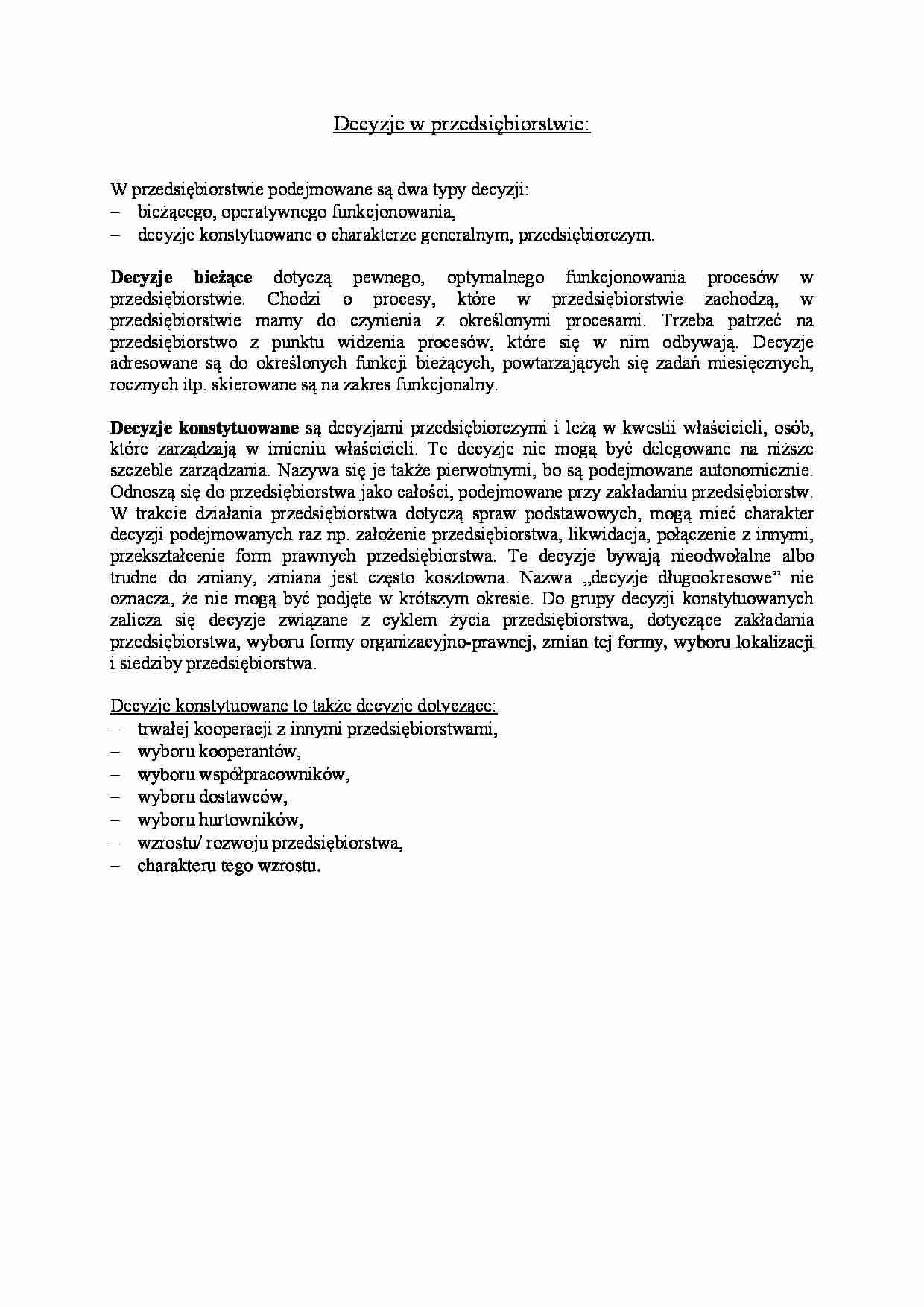 Decyzje w przedsiębiorstwie - strona 1