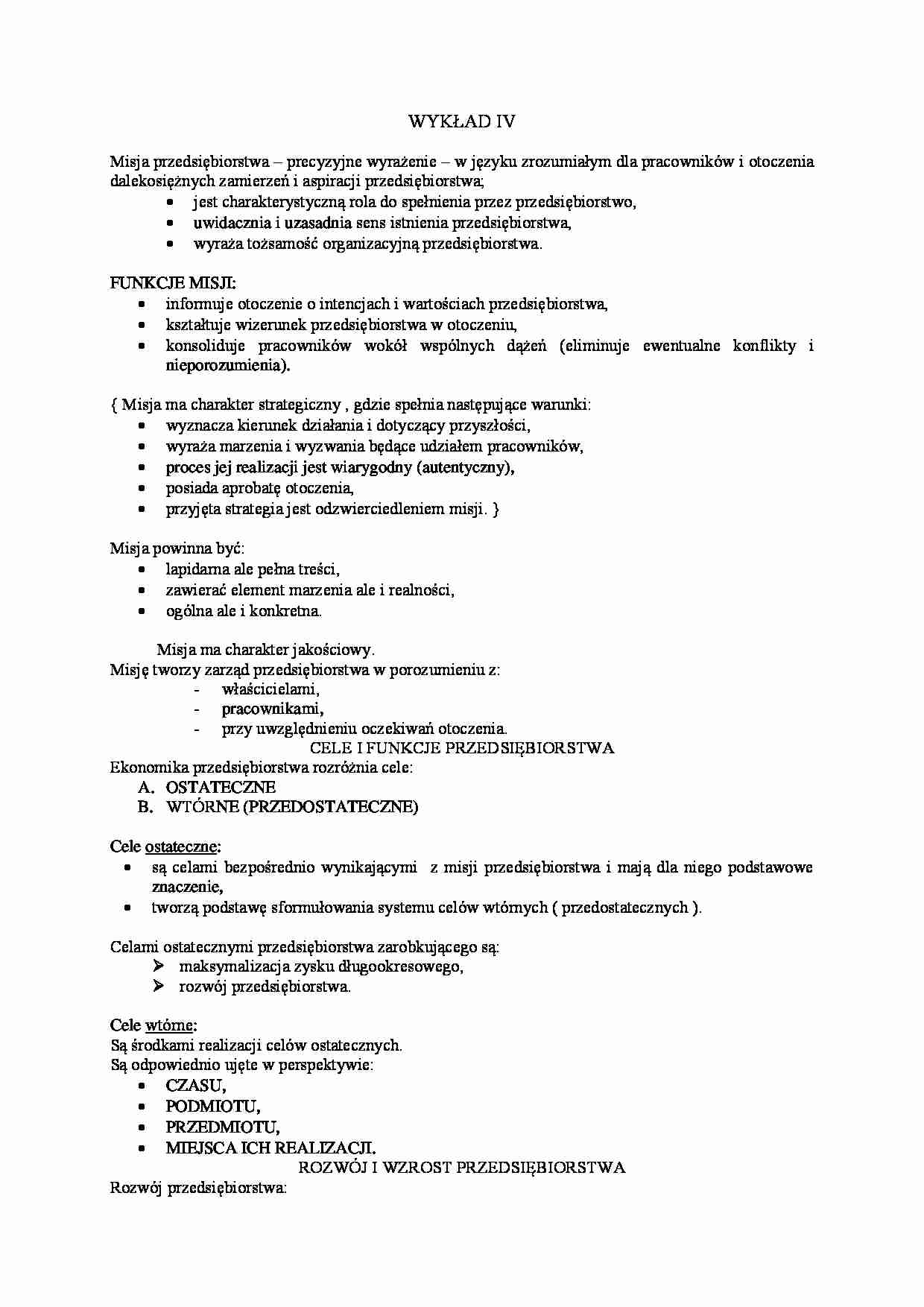 Misja i funkcje przedsiębiorstw - strona 1
