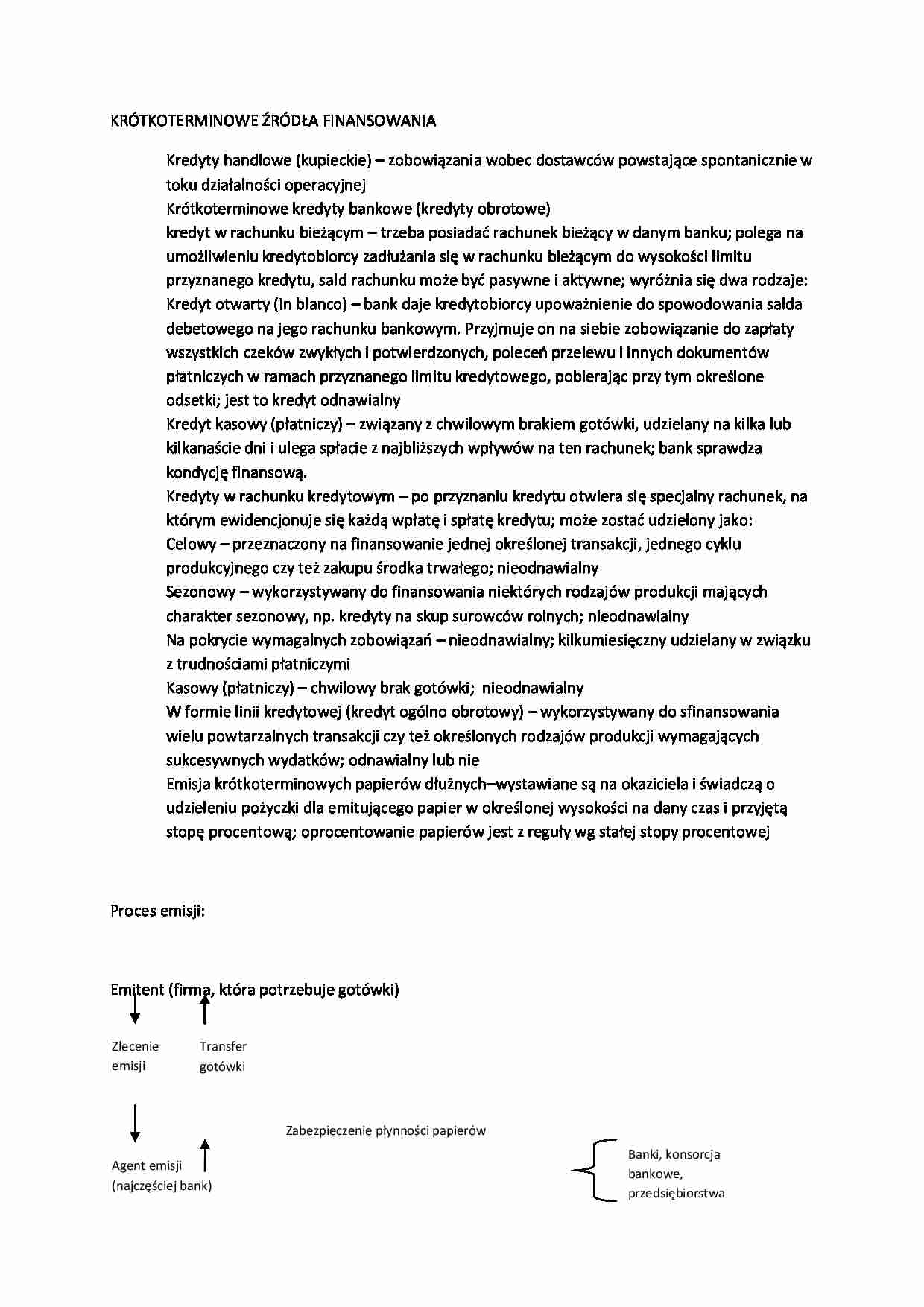 Krótkoterminowe źródła finansowania - strona 1