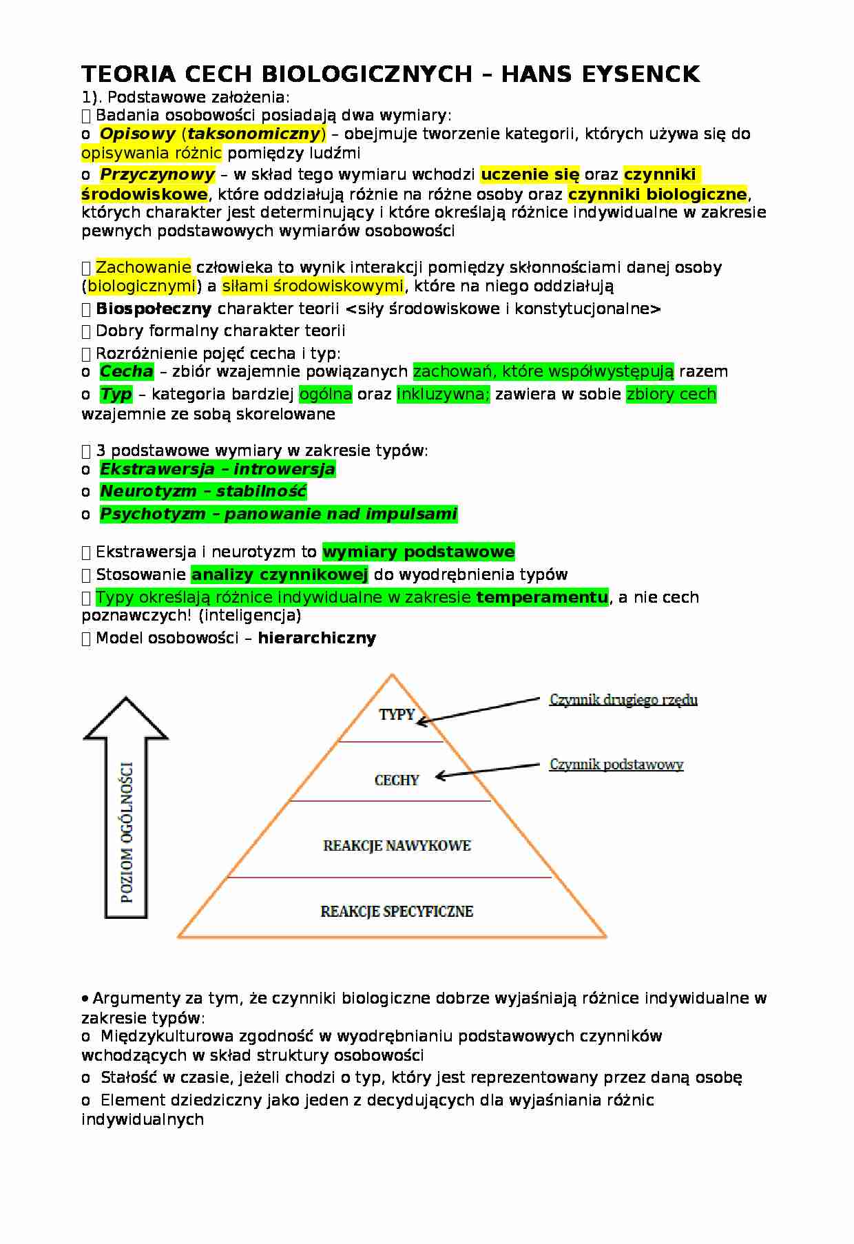 Teoria cech biologicznych - Hans Eysenck - strona 1