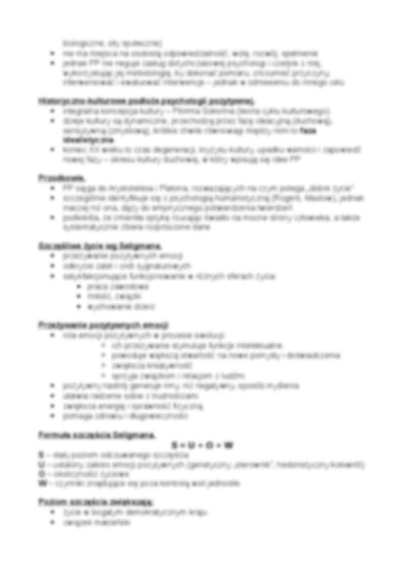 Psychologia pozytywna- Notatki z wykładów  - strona 2