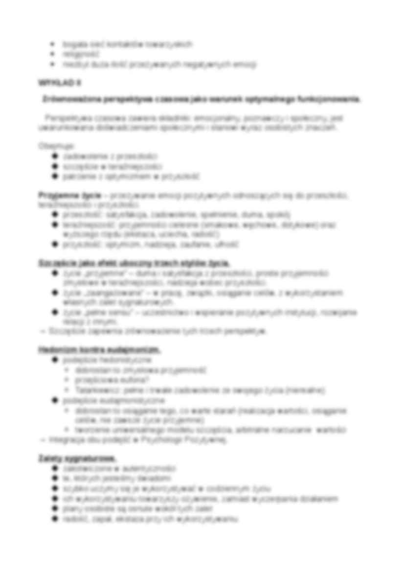 Psychologia pozytywna- Notatki z wykładów  - strona 3