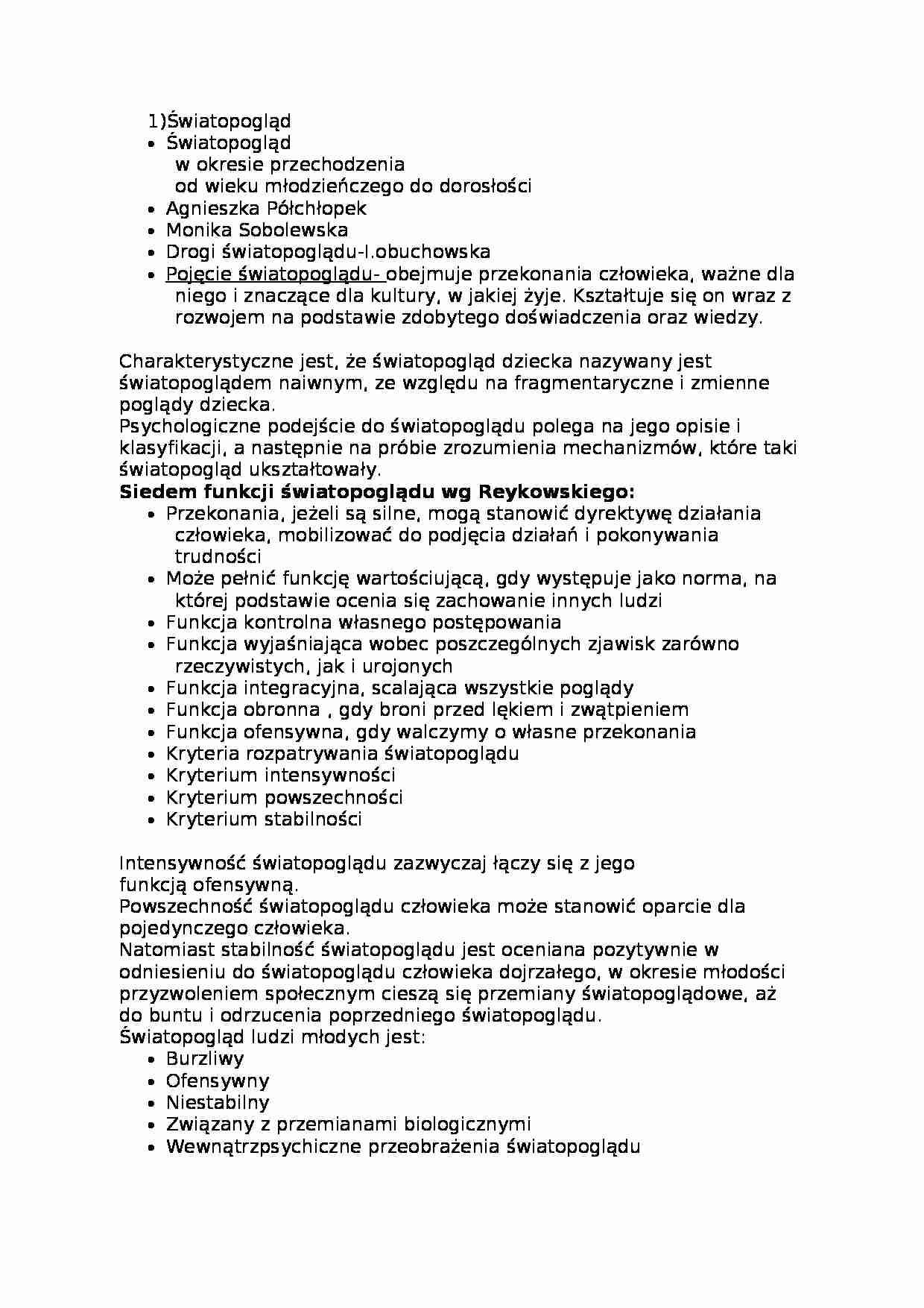 Psychologia rozwoju człowieka- ćwiczenia - strona 1