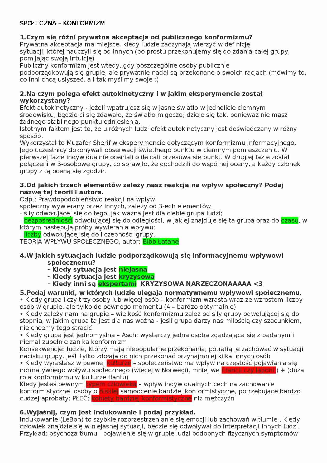 Konformizm - efekt autokinetyczny - strona 1