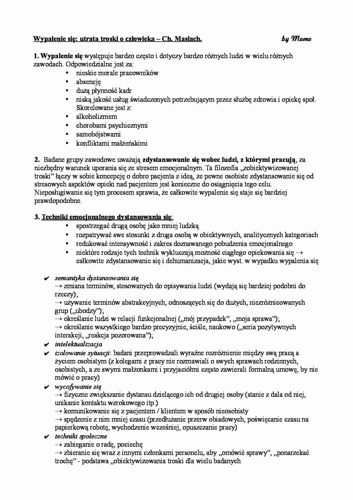 Maslach Wypalenie się - strona 1