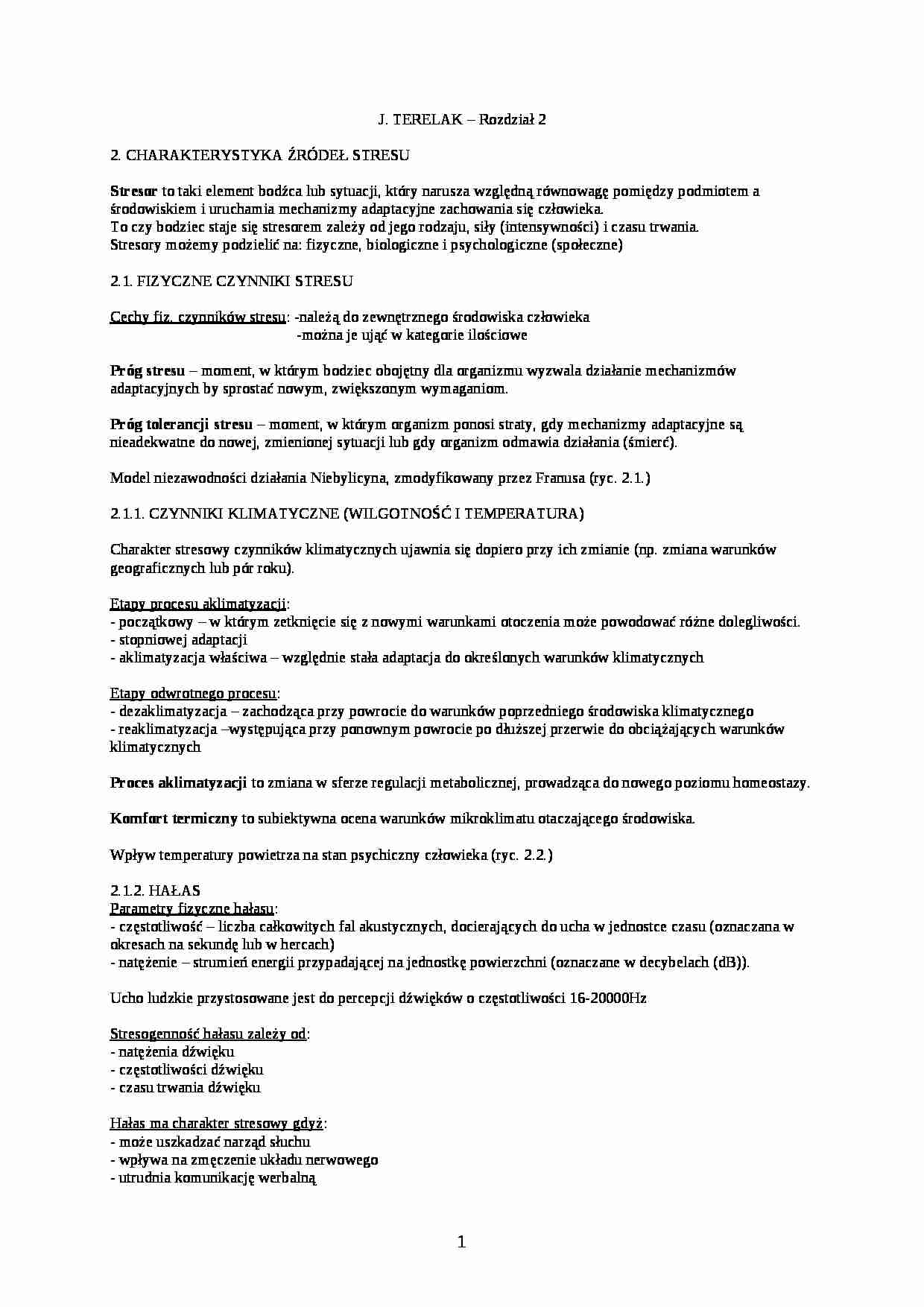 Terelak- charakterystyka źródeł stresu - strona 1
