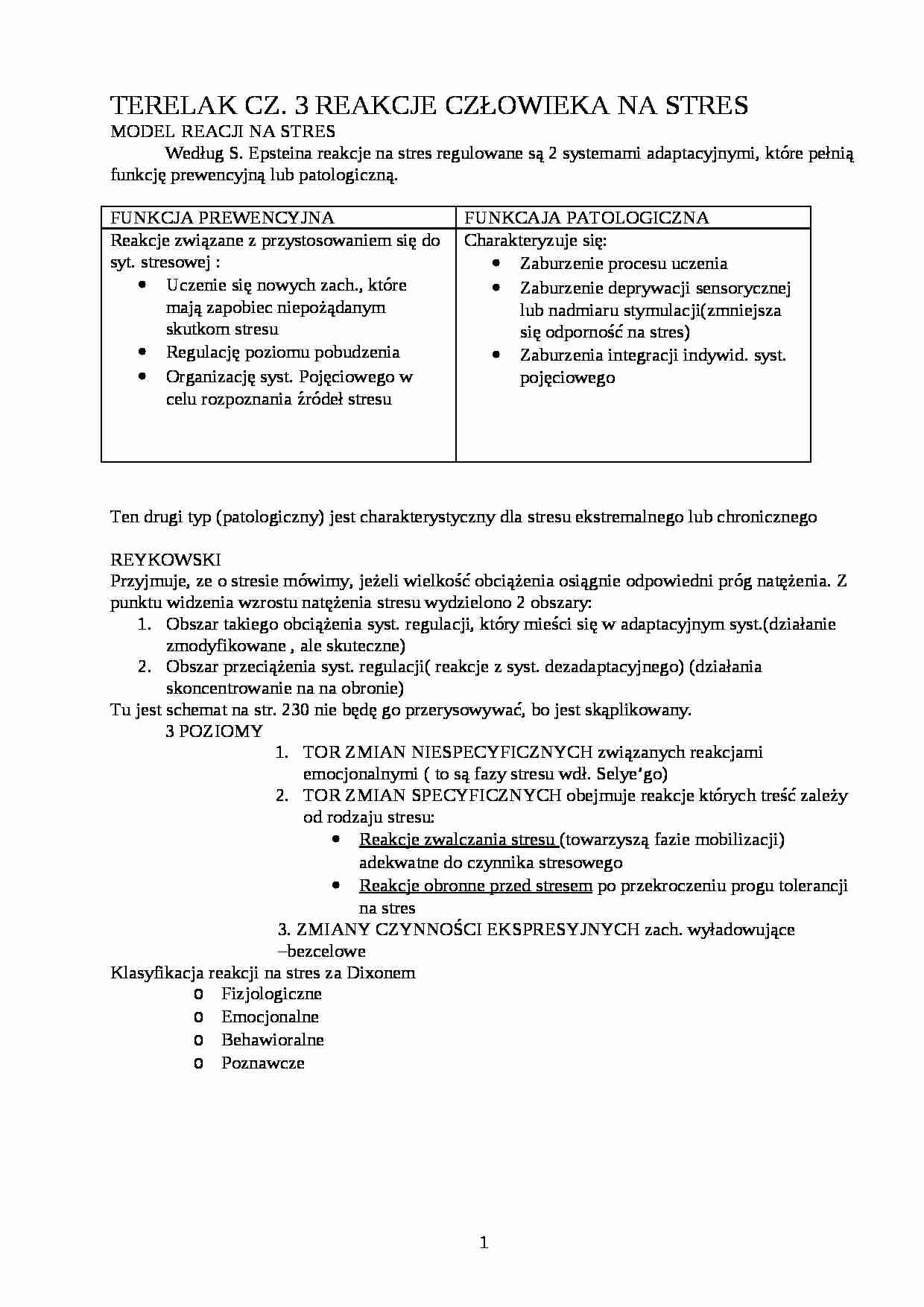 Terelak- reakcje człowieka na stres - strona 1