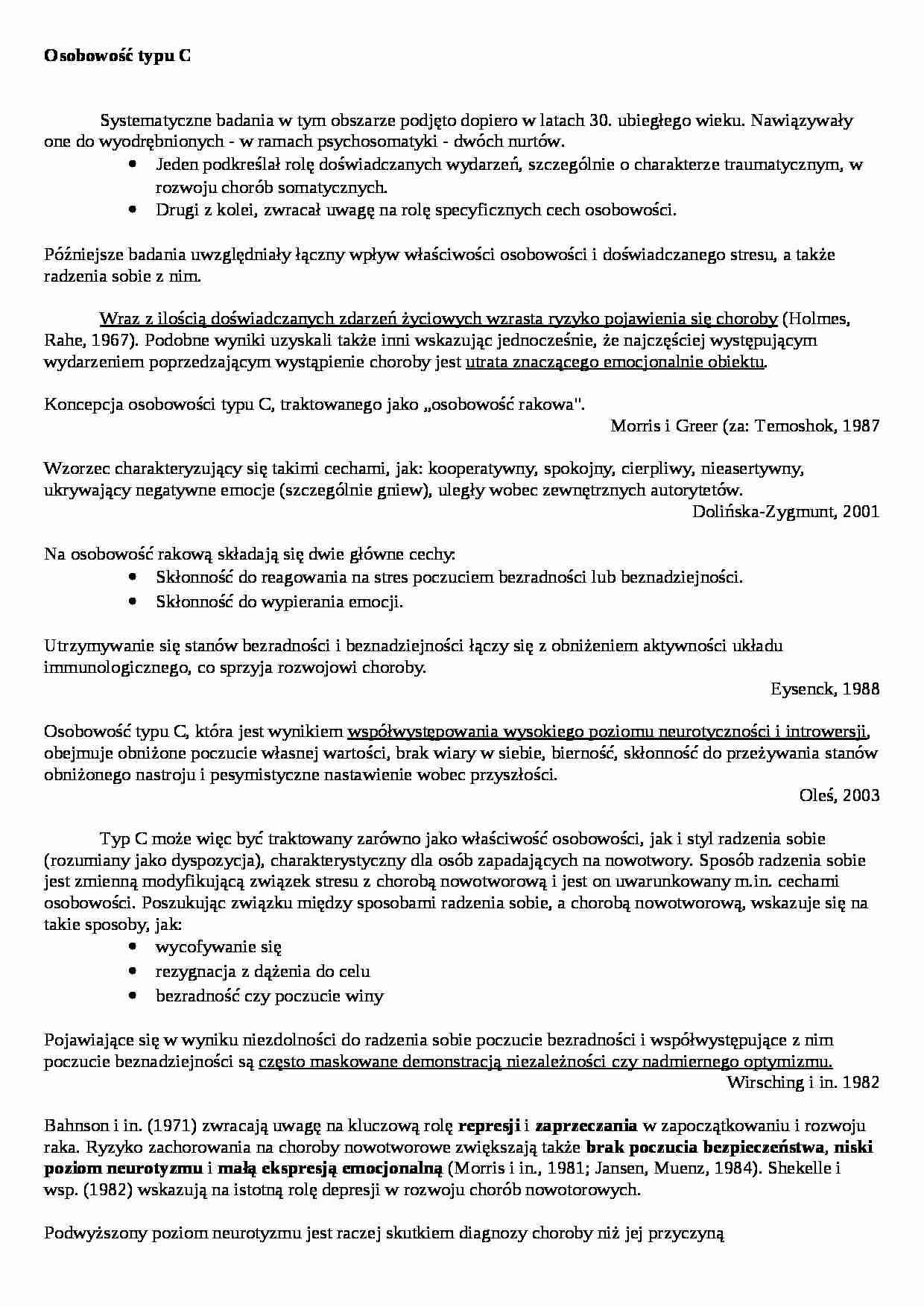 Wzorce osobowości typ C, D - strona 1