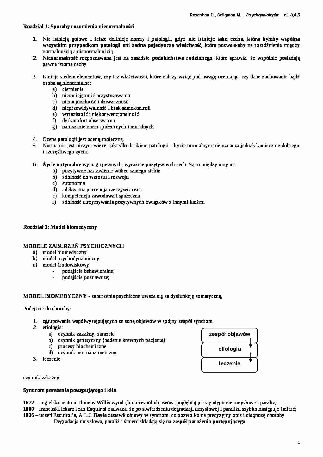 Seligman, sposoby rozumienia nienormalności - strona 1