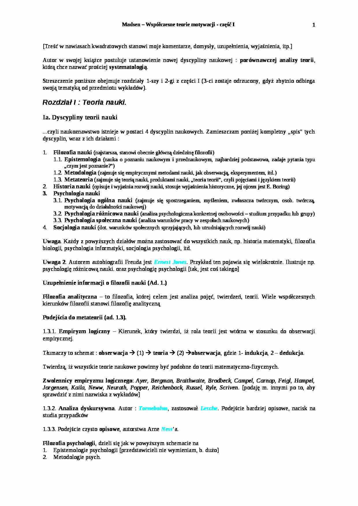 Madsen - Teorie motywacji - strona 1