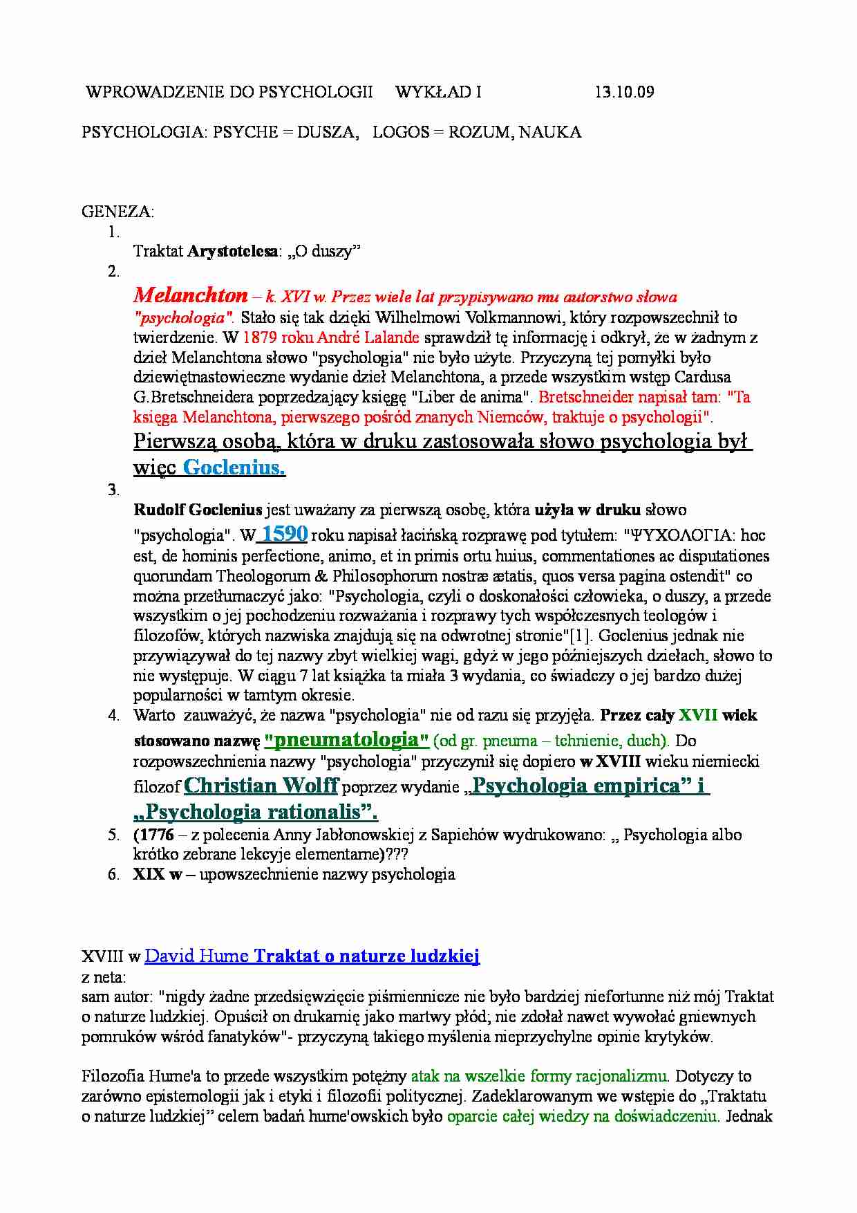 wprowadzenie do psychologii - wykłady - strona 1